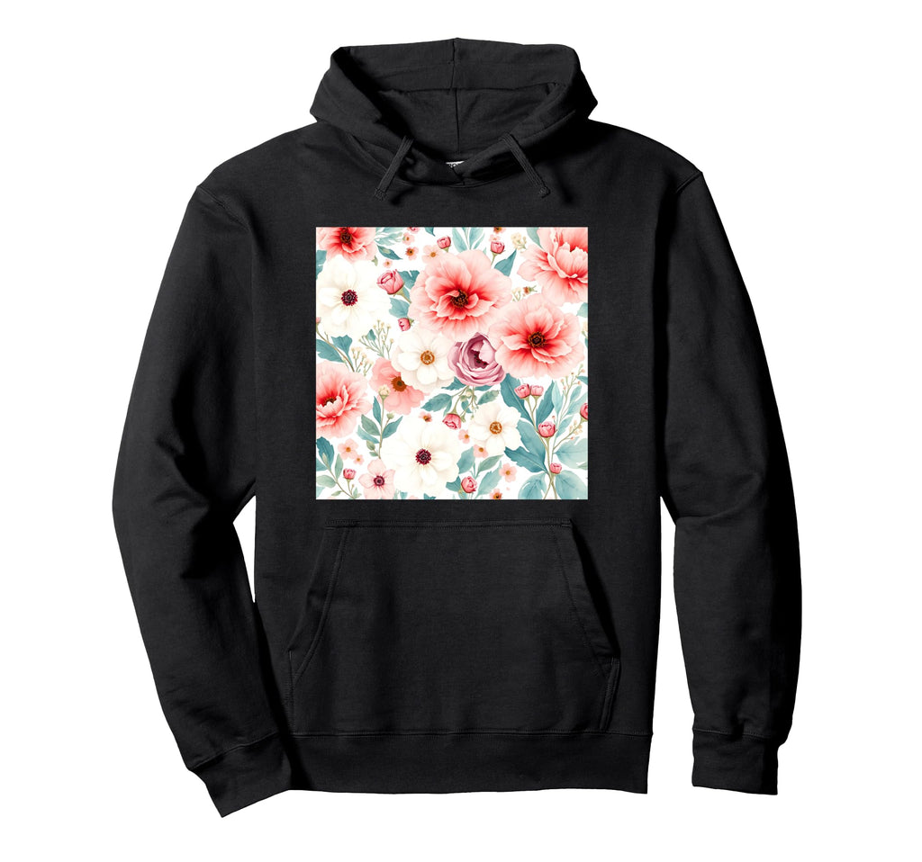Floral Aesthetic Watercolor Art Hoodie - Unique Graphic Unisex - T-Shirt, Sweatshirt, Hoodie