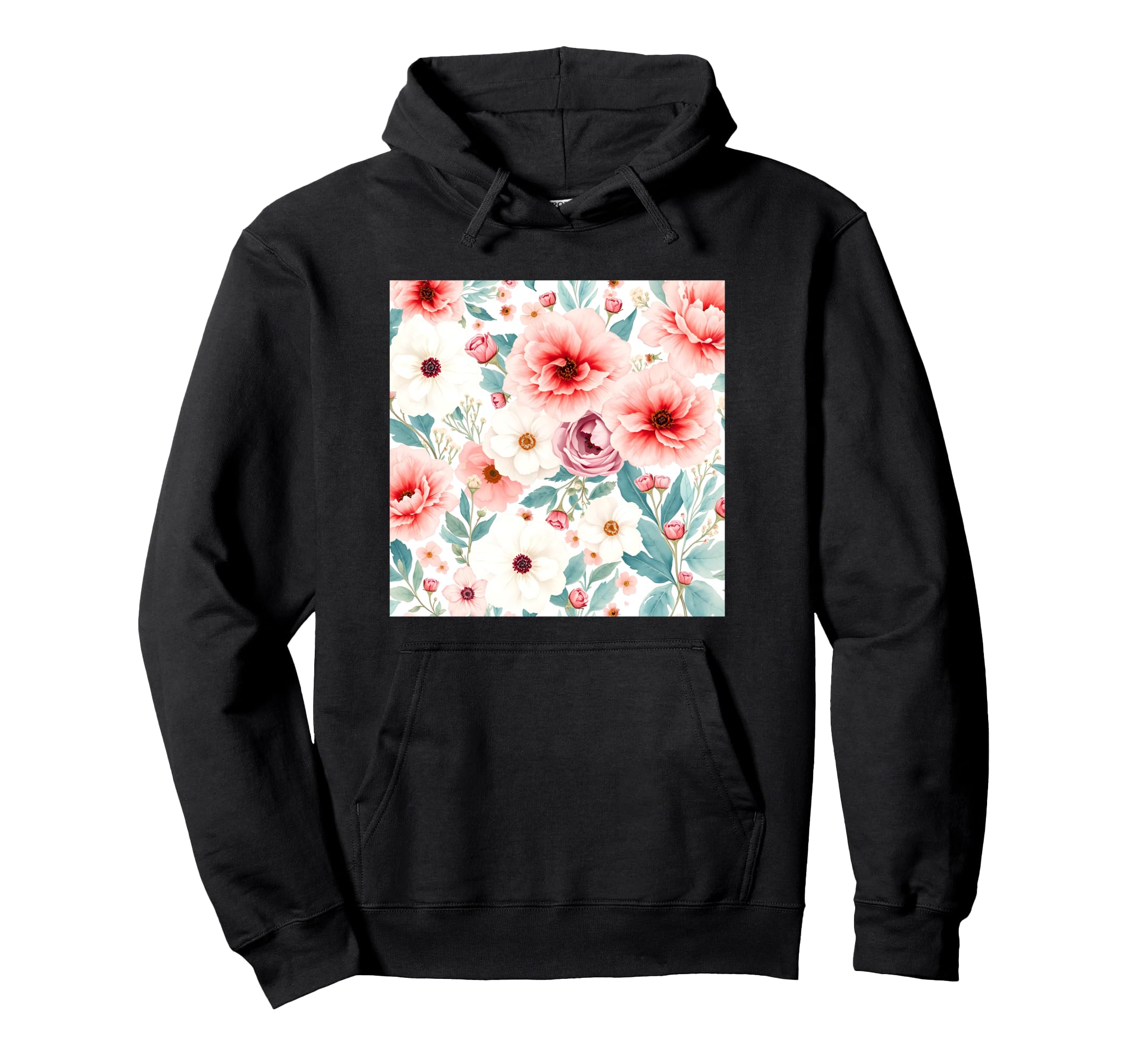 Floral Aesthetic Watercolor Art Hoodie - Unique Graphic Unisex - T-Shirt, Sweatshirt, Hoodie