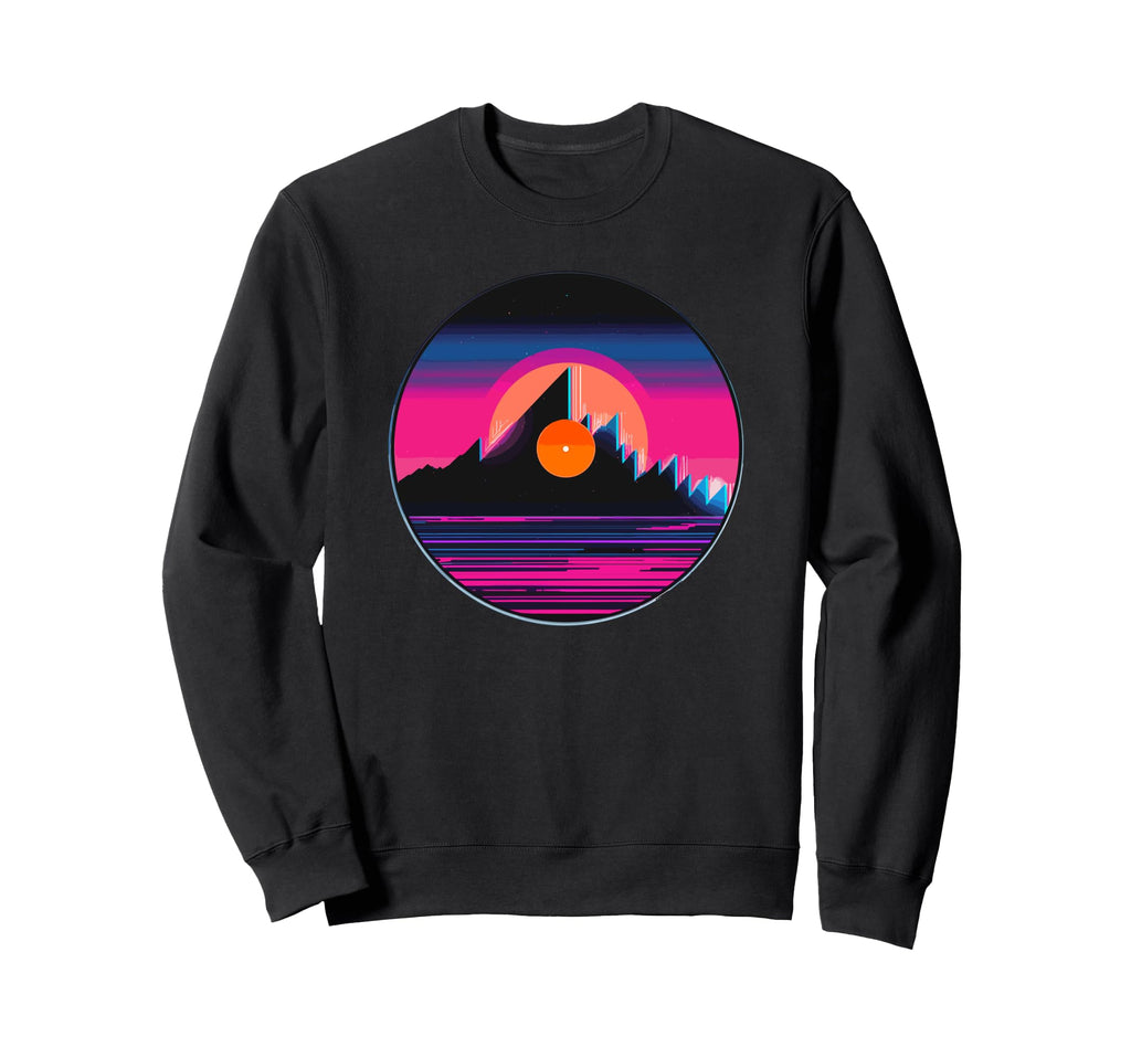 Mountain Vinyl Record Vaporwave Sweatshirt - Streetwear Style Men Women - T-Shirt, Sweatshirt, Hoodie