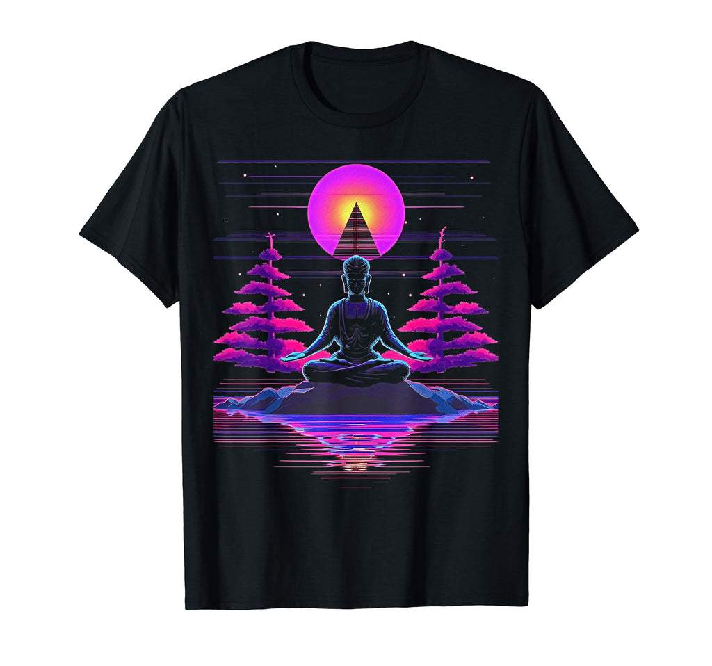 Synthwave Alien Buddha Cyberpunk T-Shirt - Fun Novelty Design Men Women - T-Shirt, Sweatshirt, Hoodie