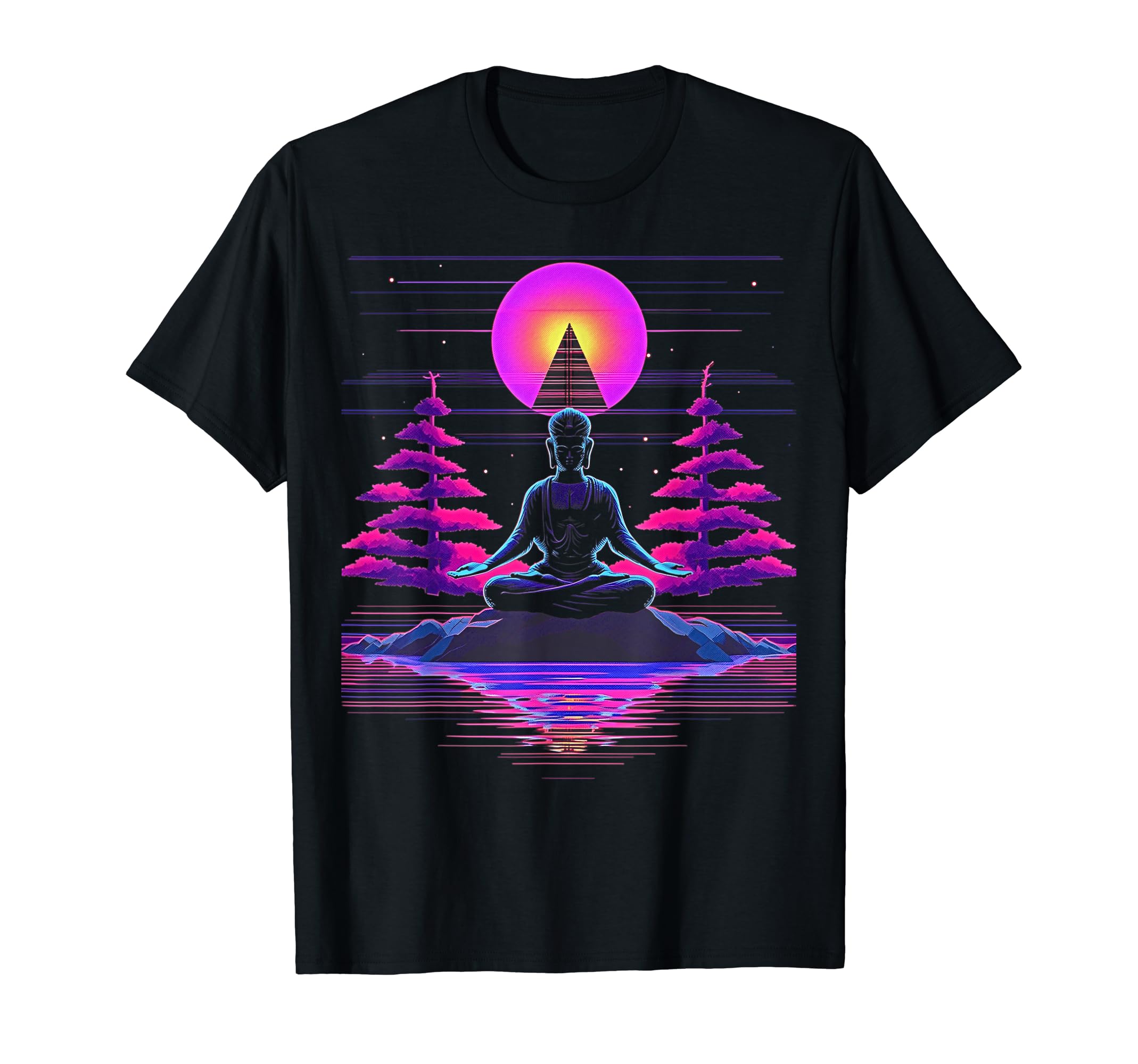 Synthwave Alien Buddha Cyberpunk T-Shirt - Fun Novelty Design Men Women - T-Shirt, Sweatshirt, Hoodie
