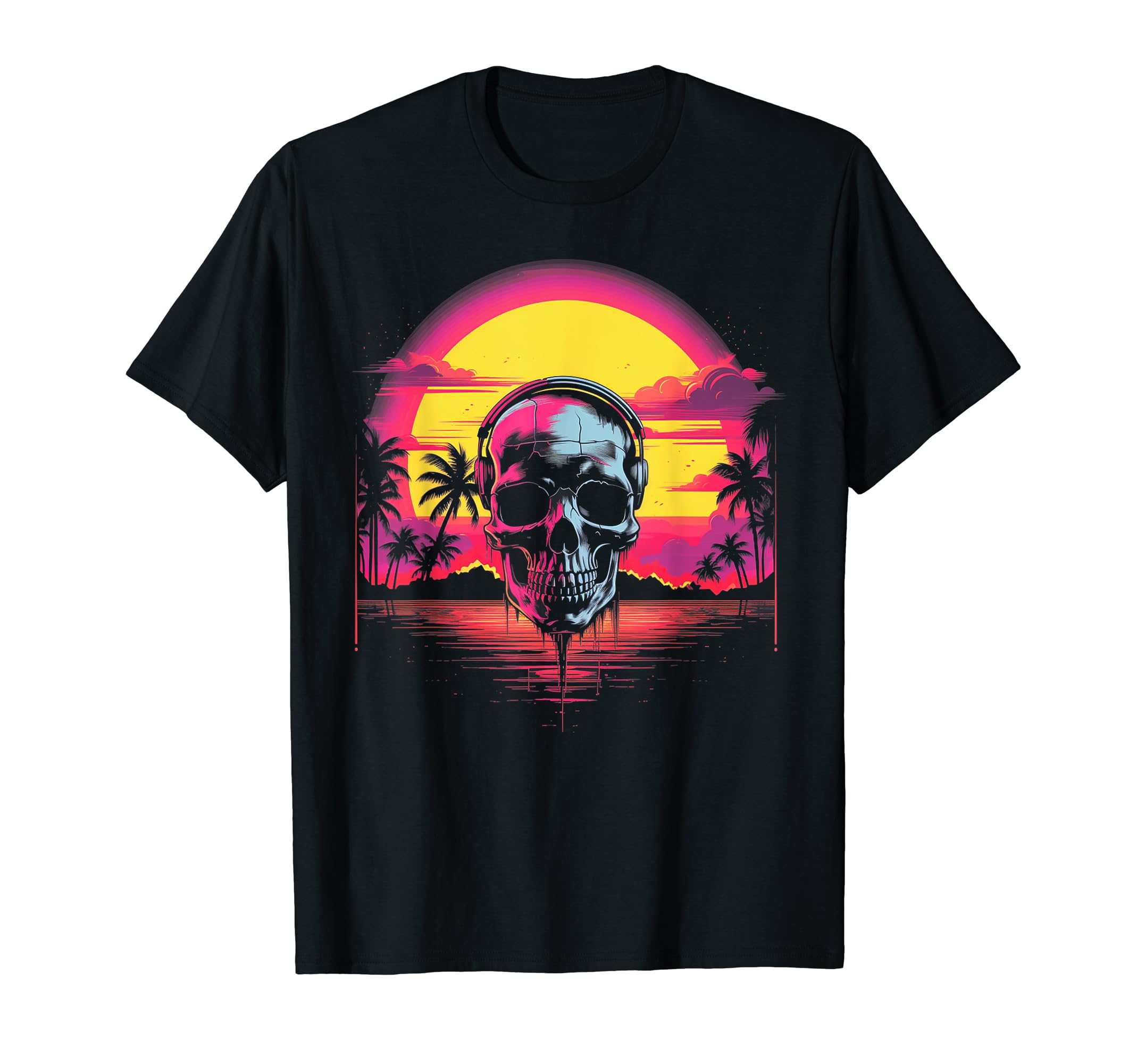 Skull Vaporwave Retrowave Aesthetic T-Shirt - Trendy Graphic for Adults - T-Shirt, Sweatshirt, Hoodie