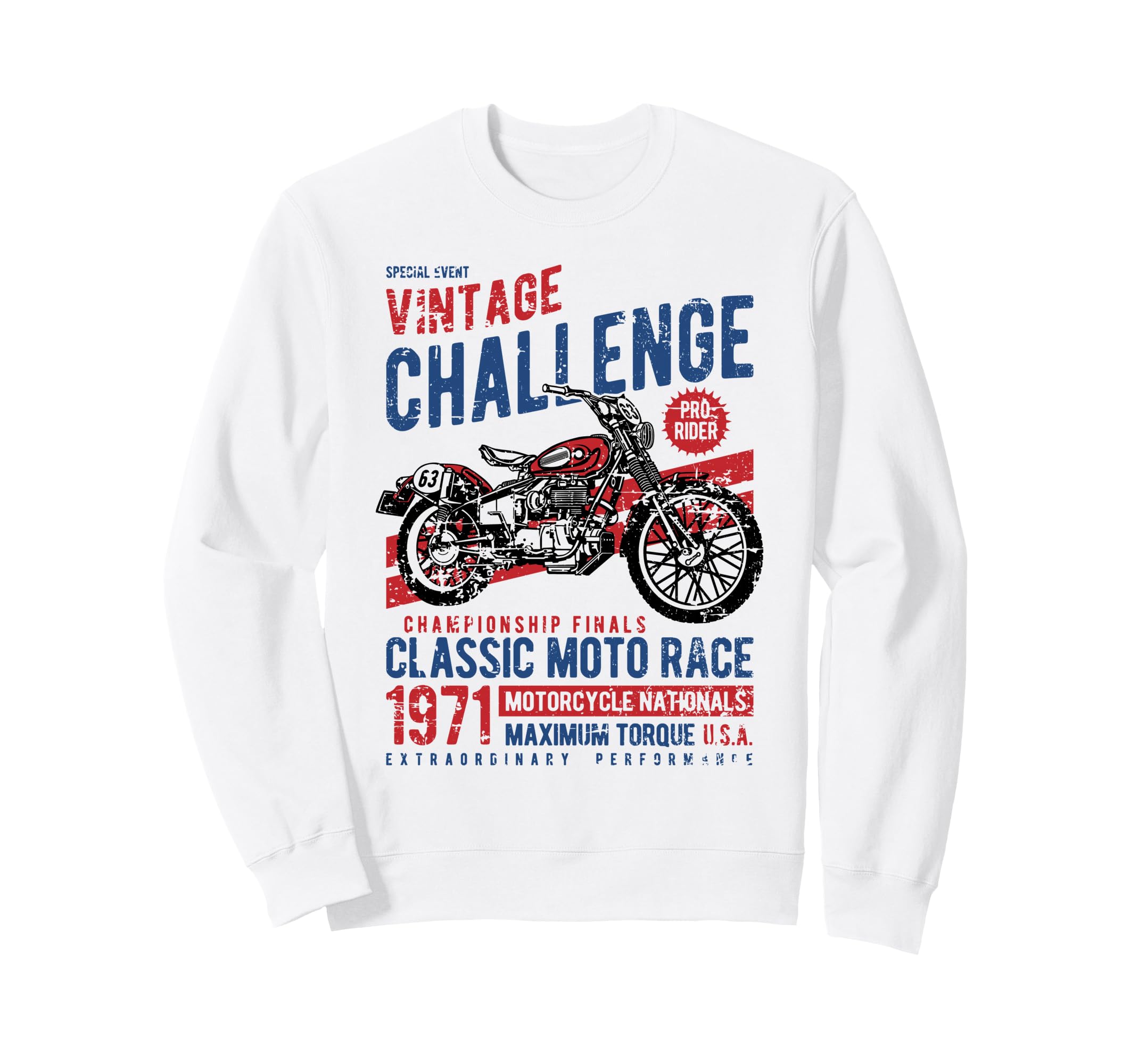 Challenge Motorcycle Race Distressed Sweatshirt - Trendy Graphic Unisex - T-Shirt, Sweatshirt, Hoodie