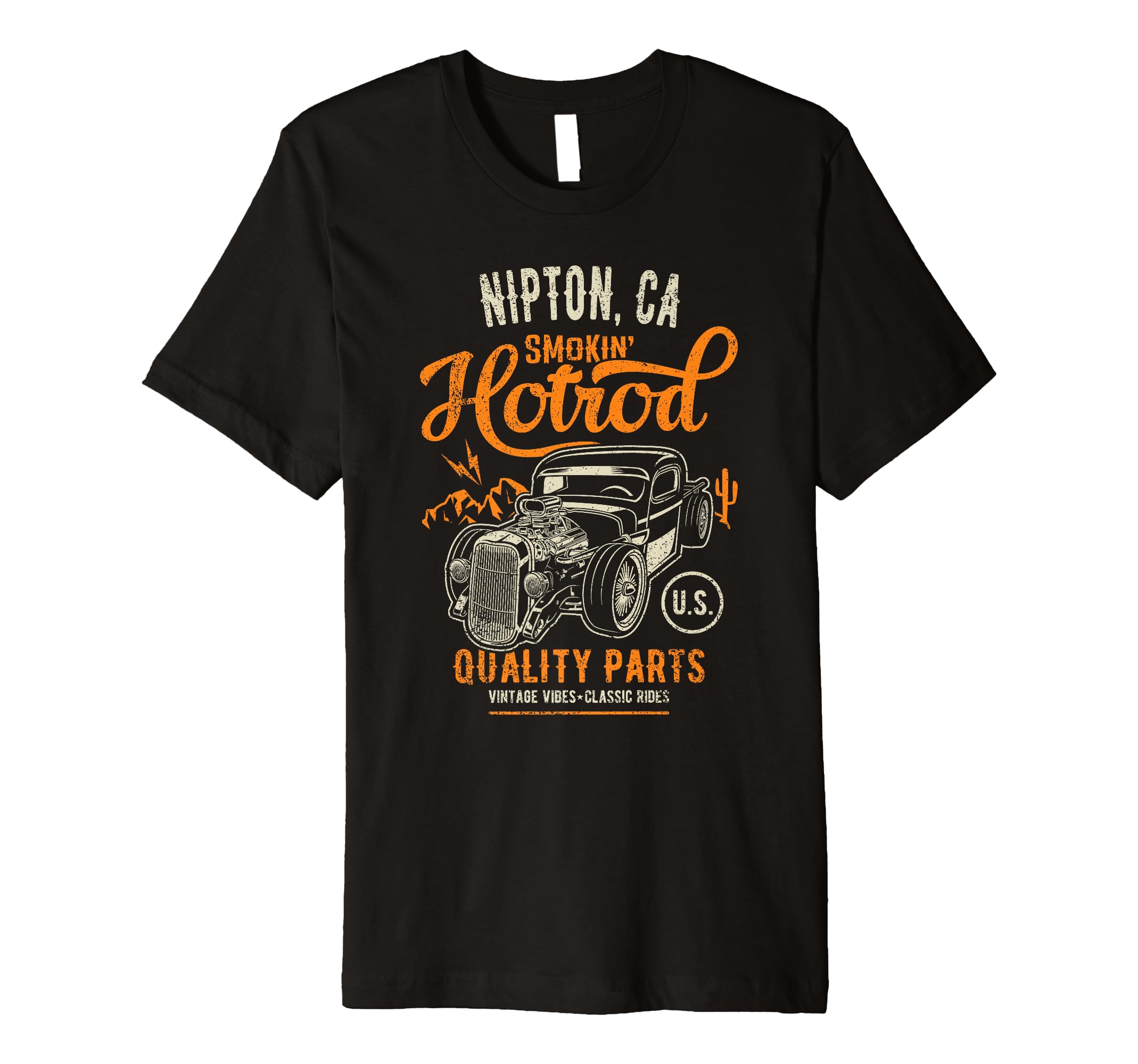 Nipton California Usa Hotrod Garage T-Shirt - Trendy Graphic for Adults - T-Shirt, Sweatshirt, Hoodie