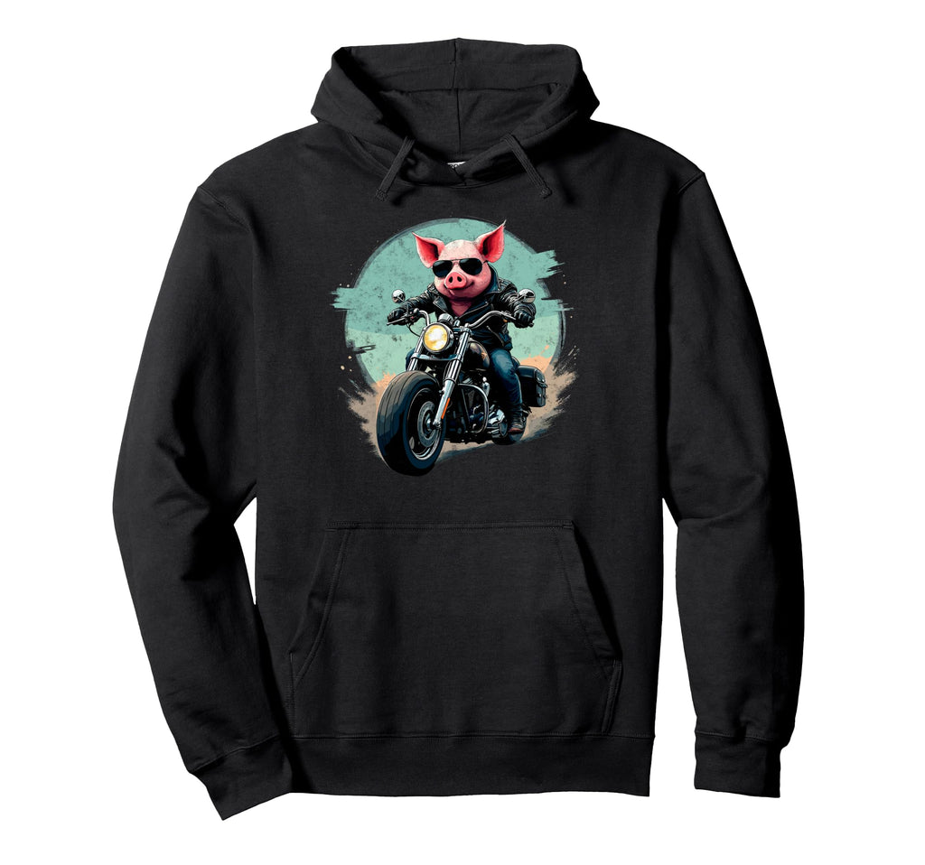 Funny Motorcycles Pig Biker Motorcycling Hoodie - Streetwear Style Unisex - T-Shirt, Sweatshirt, Hoodie