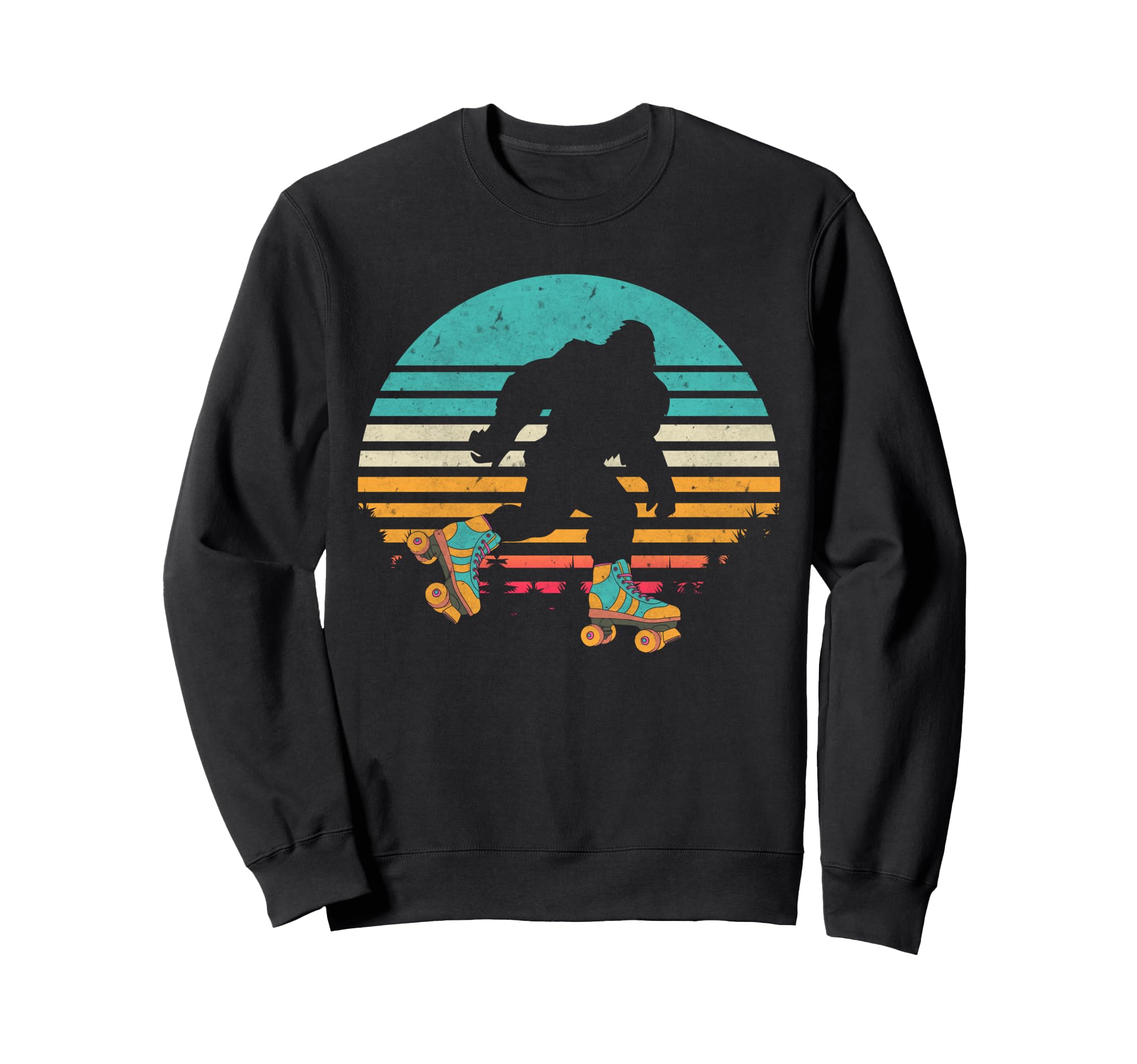 Bigfoot Roller Skating Sunset 80S 90S Sweatshirt - Trendy Graphic Unisex - T-Shirt, Sweatshirt, Hoodie