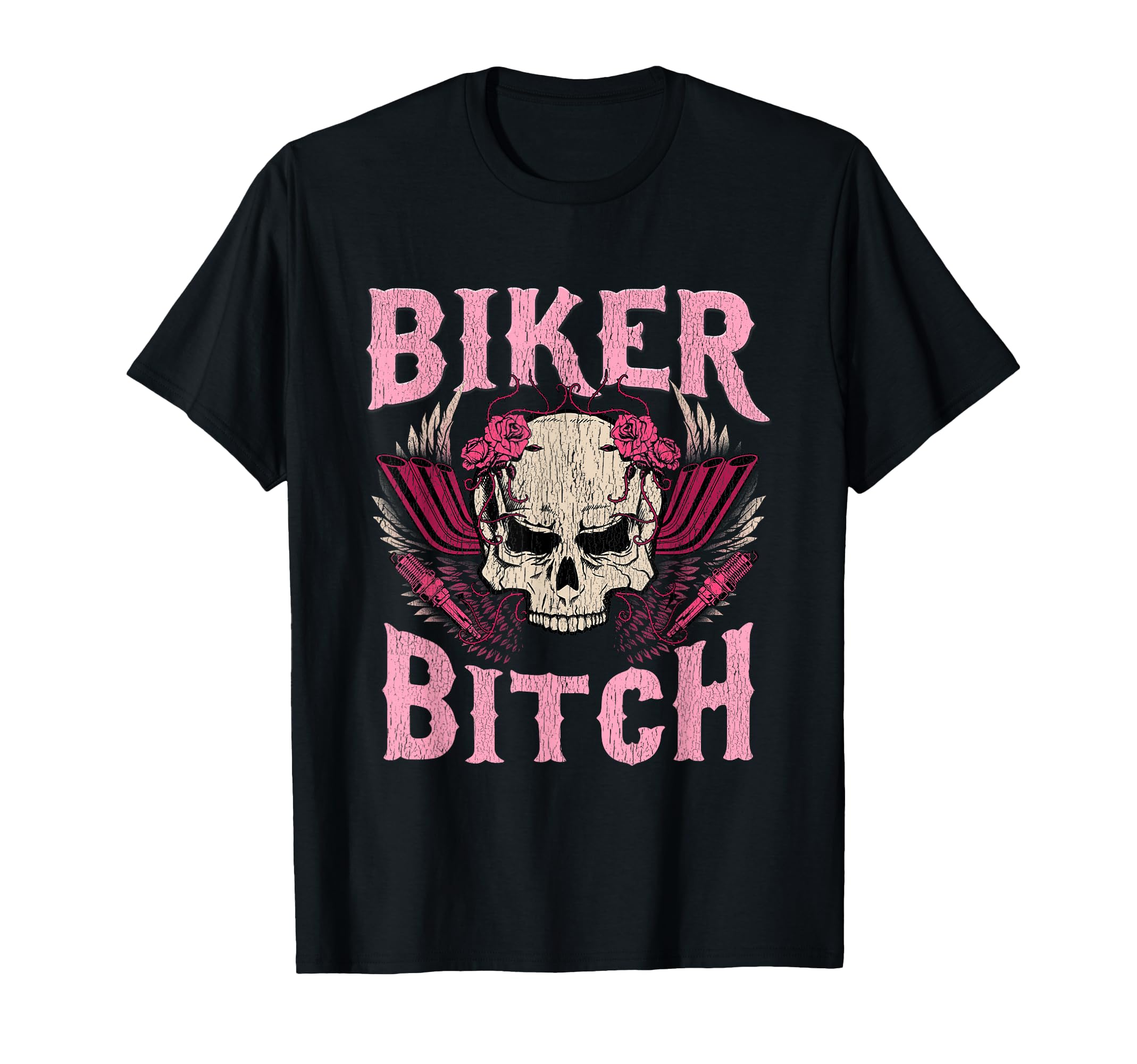 Biker Bitch Skull Motorcycle Sexy Babe T-Shirt - Graphic Print Unisex - T-Shirt, Sweatshirt, Hoodie