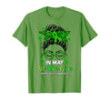 May We Wear Green Messy Bun Mental T-Shirt - Unique Graphic for Adults - T-Shirt, Sweatshirt, Hoodie