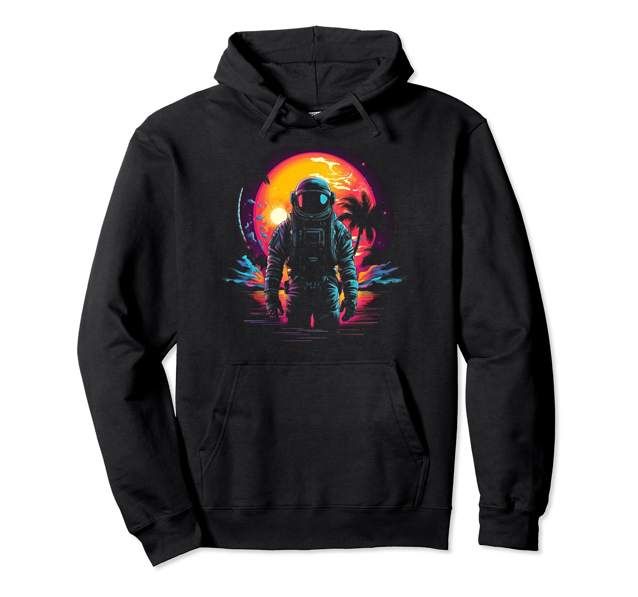 Synthwave Astronaut Cyberpunk 80S Sci Hoodie - Minimalist Print for Adults - T-Shirt, Sweatshirt, Hoodie