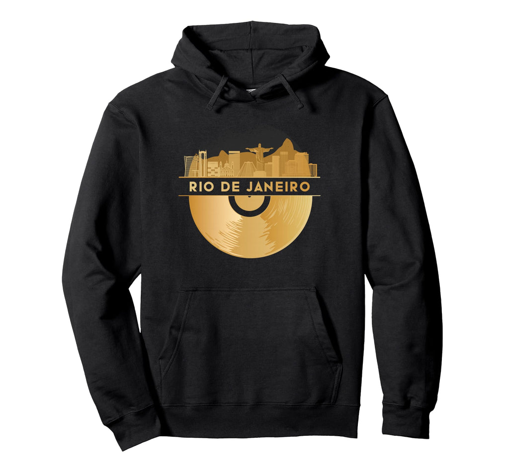Vinyl Record Player Disco Music Skyline Rio Hoodie - Graphic Print Unisex - T-Shirt, Sweatshirt, Hoodie