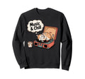 Music And Chill Cat Sleeping Record Sweatshirt - Novelty Apparel Unisex - T-Shirt, Sweatshirt, Hoodie