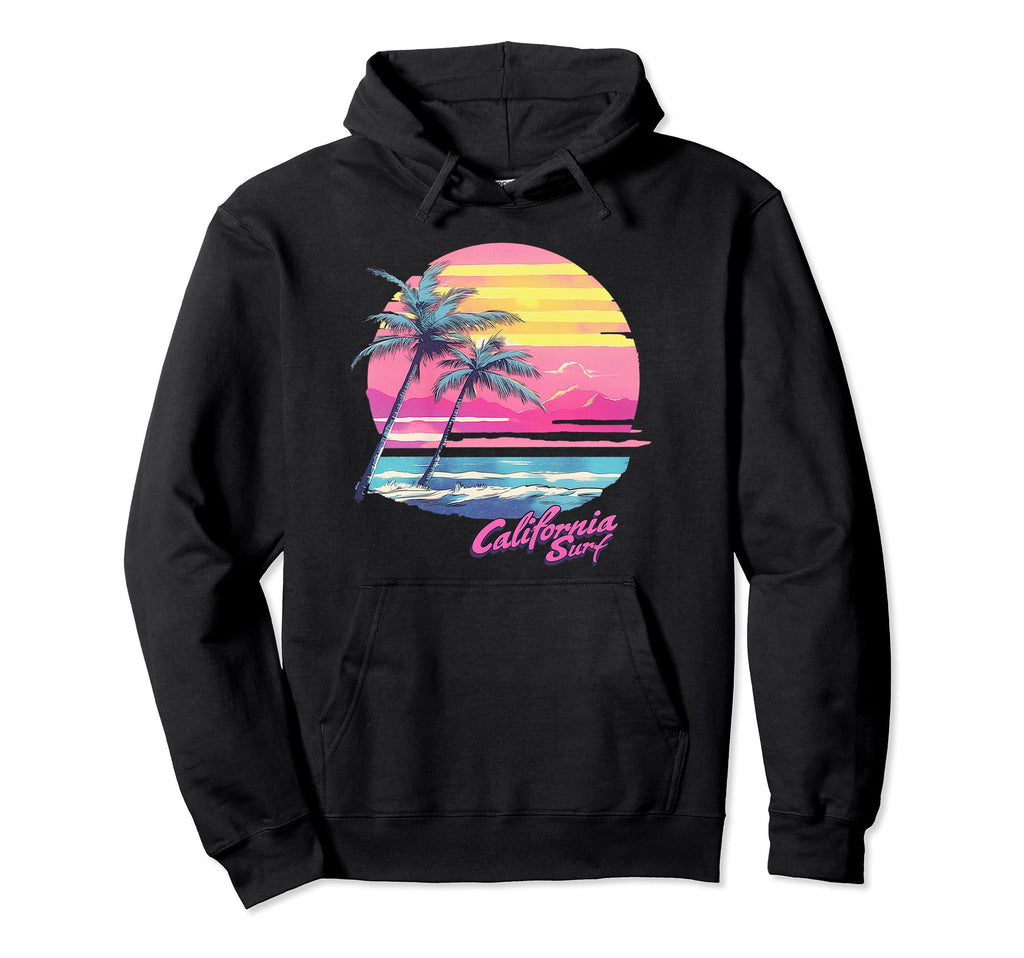 California Surf 80S Synthwave Vaporwave Hoodie - Trendy Graphic for Adults - T-Shirt, Sweatshirt, Hoodie