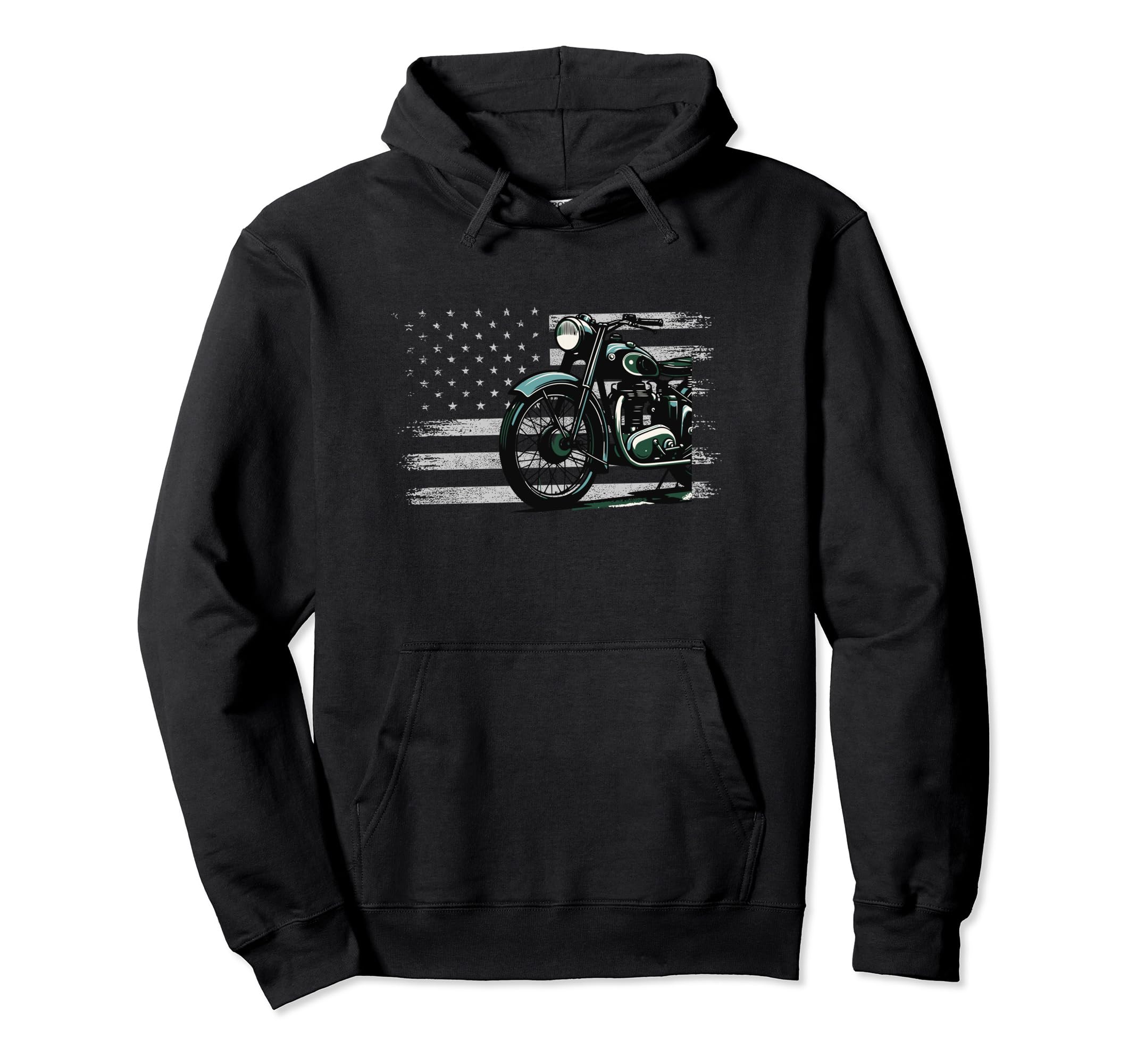 American Flag Motorcycle Rider Hoodie - Unique Graphic for Adults - T-Shirt, Sweatshirt, Hoodie