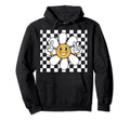 Checkered Happy Flower Smiling Face Hoodie - Graphic Print Unisex - T-Shirt, Sweatshirt, Hoodie