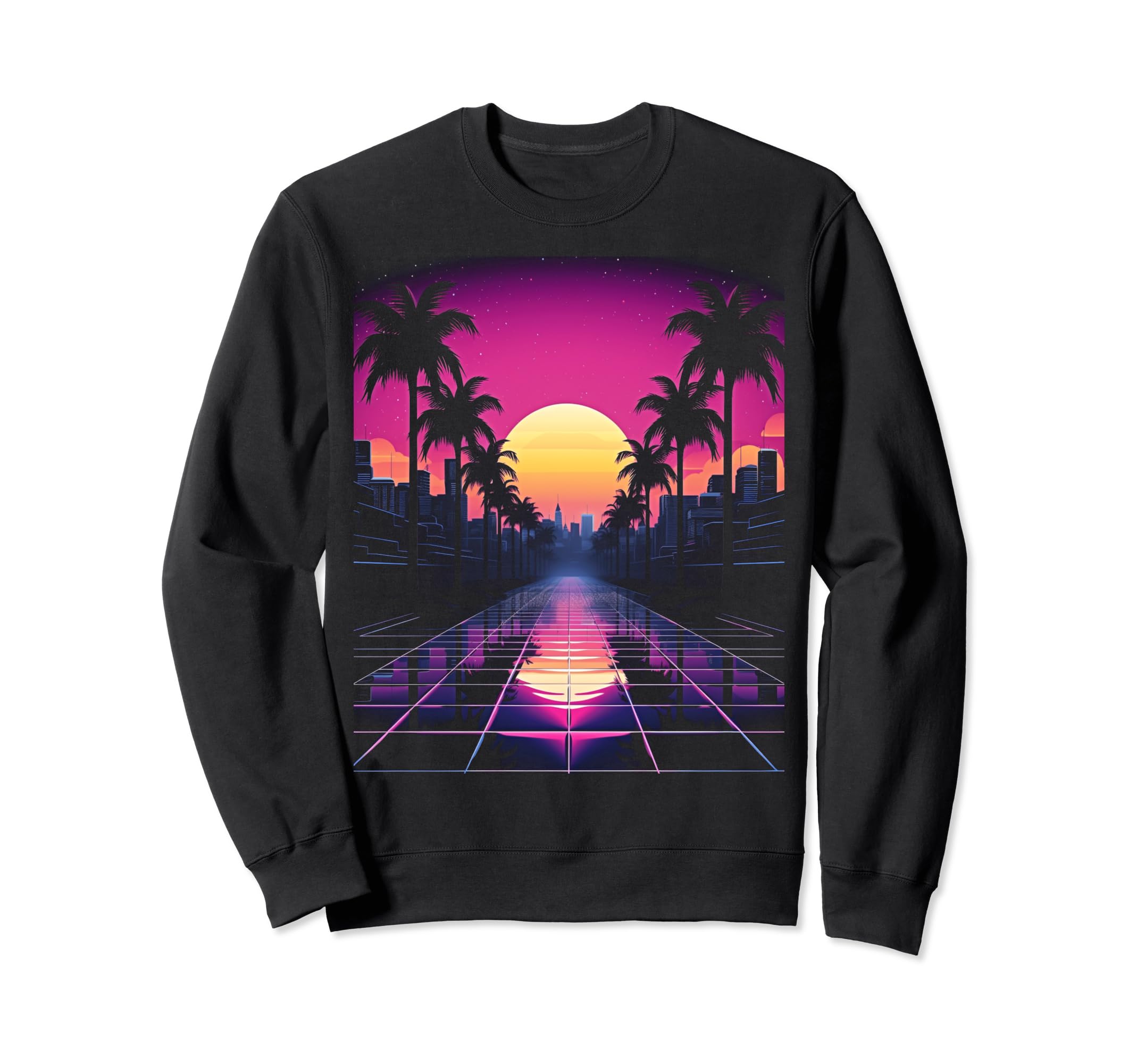 Vaporwave Cityscape 80S Synthwave 7 Sweatshirt - Custom Art Print Men Women - T-Shirt, Sweatshirt, Hoodie