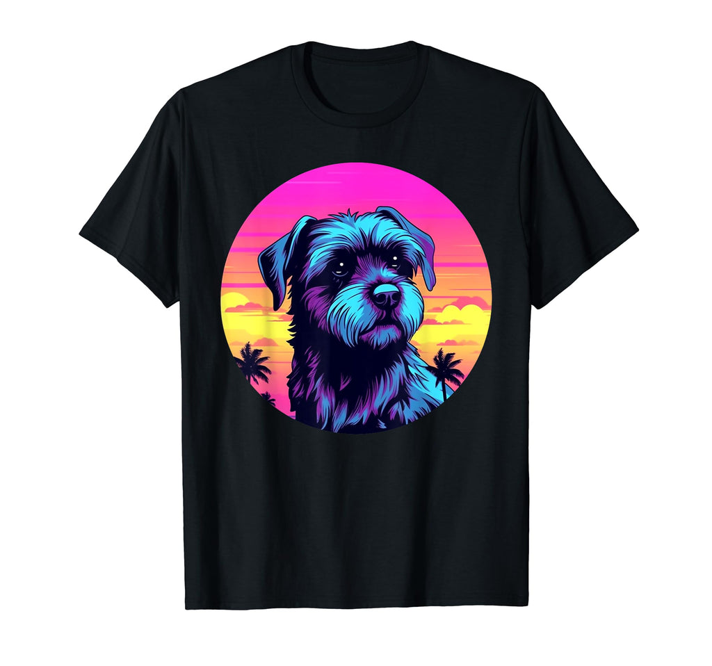 Miniature Schnauzer 80S Synthwave Sunset T-Shirt - Graphic Print Unisex - T-Shirt, Sweatshirt, Hoodie