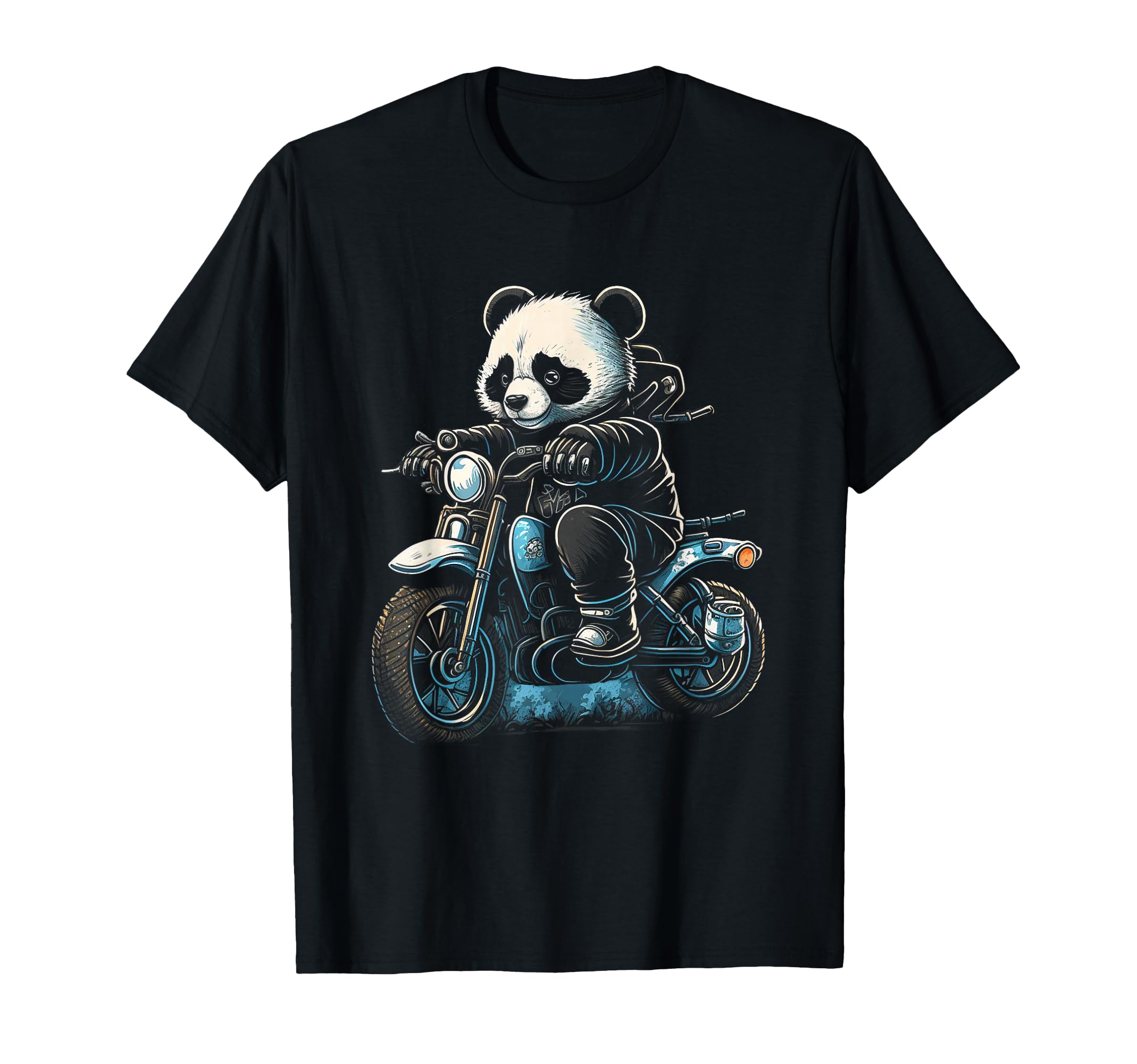 Panda Riding Motorcycle Biker Panda Bear T-Shirt - Custom Art Print Unisex - T-Shirt, Sweatshirt, Hoodie