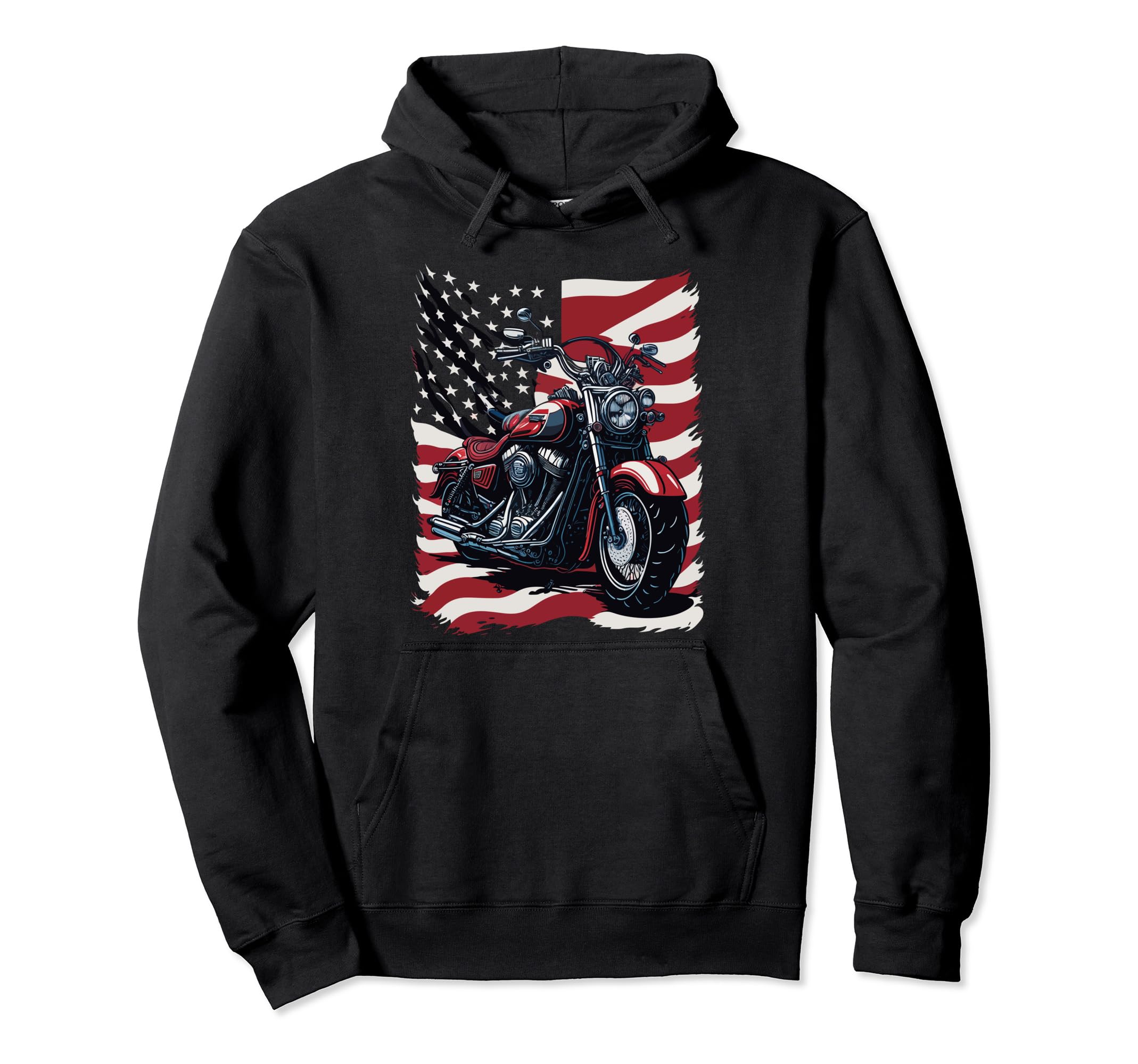 Patriotic Motorcycle Bikers American Hoodie - Custom Art Print Men Women - T-Shirt, Sweatshirt, Hoodie