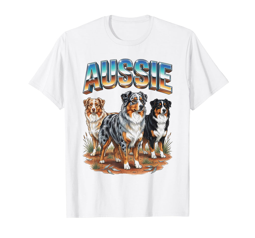 Australian Shepherd Dog Lover 80S T-Shirt - Aesthetic Graphic Men Women - T-Shirt, Sweatshirt, Hoodie