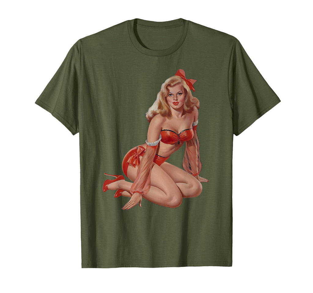 Hot Blonde Pin Up Heels Red T-Shirt - Casual Everyday Wear for Adults - T-Shirt, Sweatshirt, Hoodie