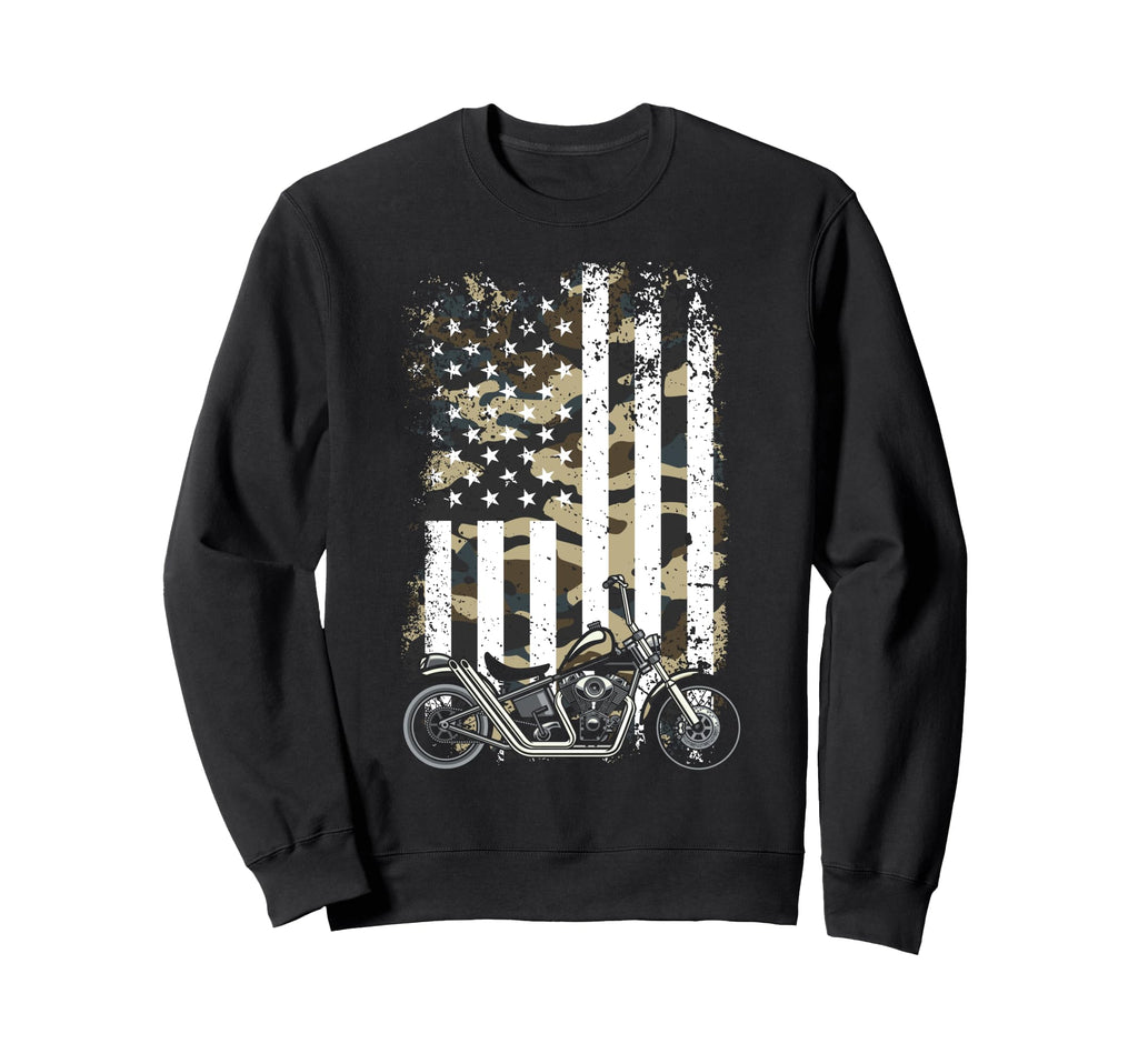 Motorcycle Biker American Flag Sweatshirt - Aesthetic Graphic for Adults - T-Shirt, Sweatshirt, Hoodie