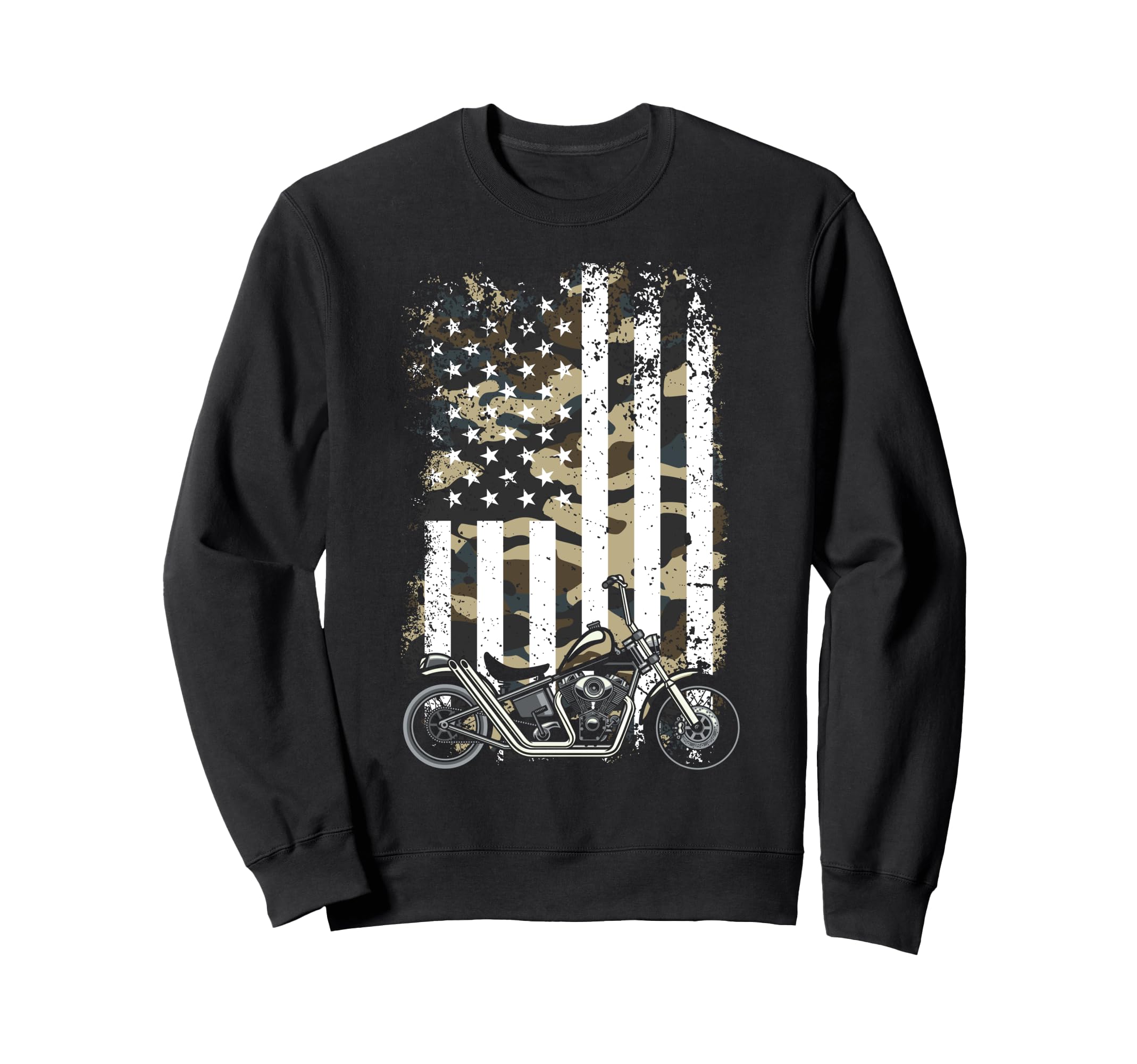 Motorcycle Biker American Flag Sweatshirt - Aesthetic Graphic for Adults - T-Shirt, Sweatshirt, Hoodie