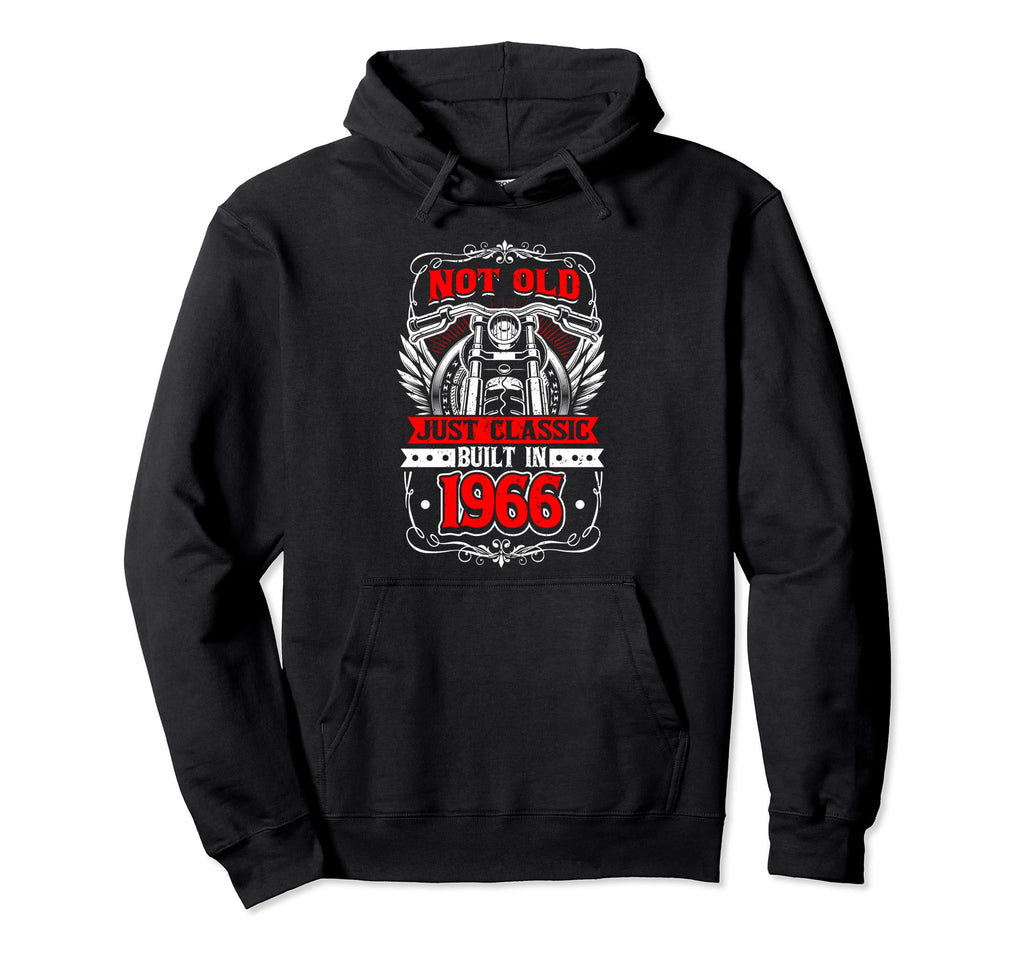 Motorcycle Biker Birthday Built 1966 Hoodie - Unique Graphic for Adults - T-Shirt, Sweatshirt, Hoodie