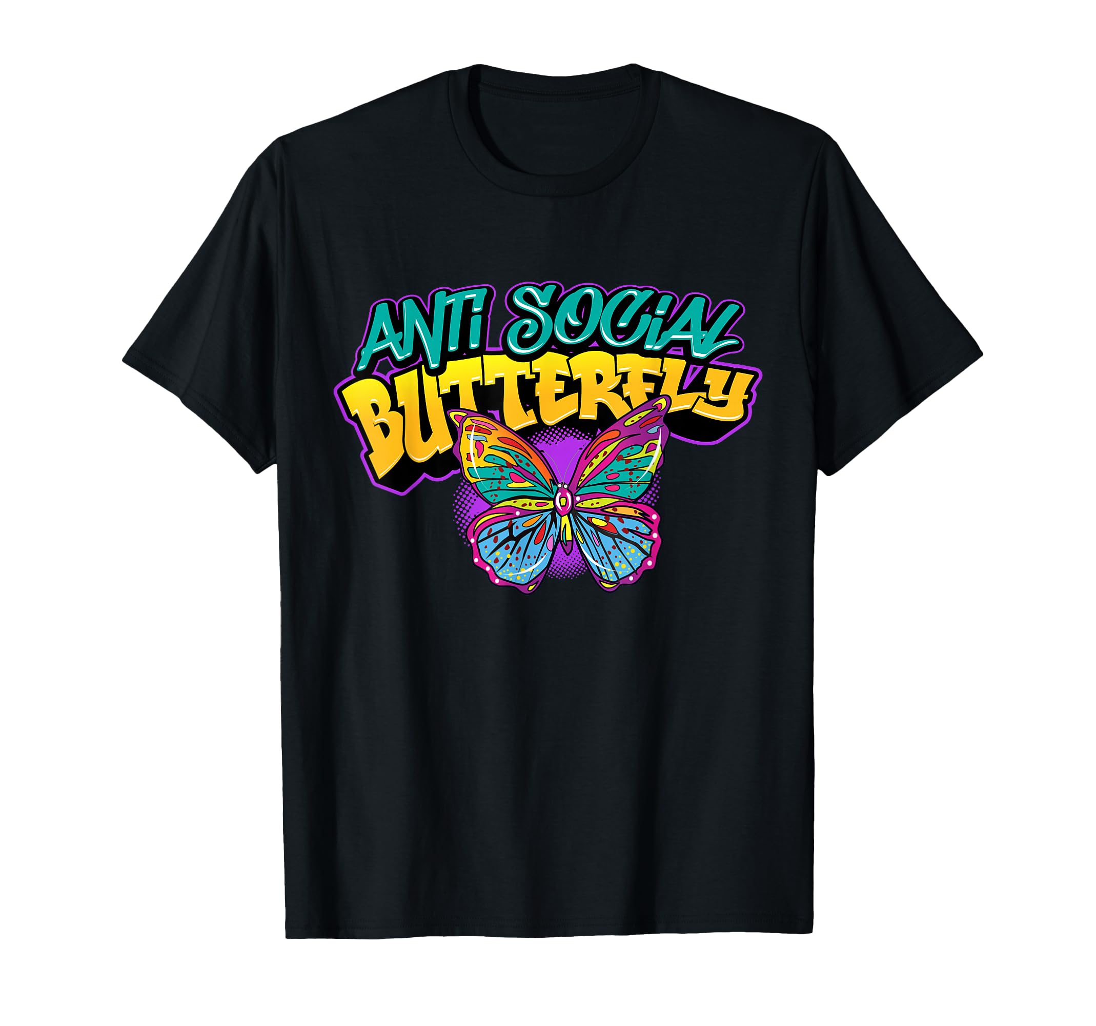 Graffiti Art Colorful Antisocial T-Shirt - Unique Graphic Men Women - T-Shirt, Sweatshirt, Hoodie