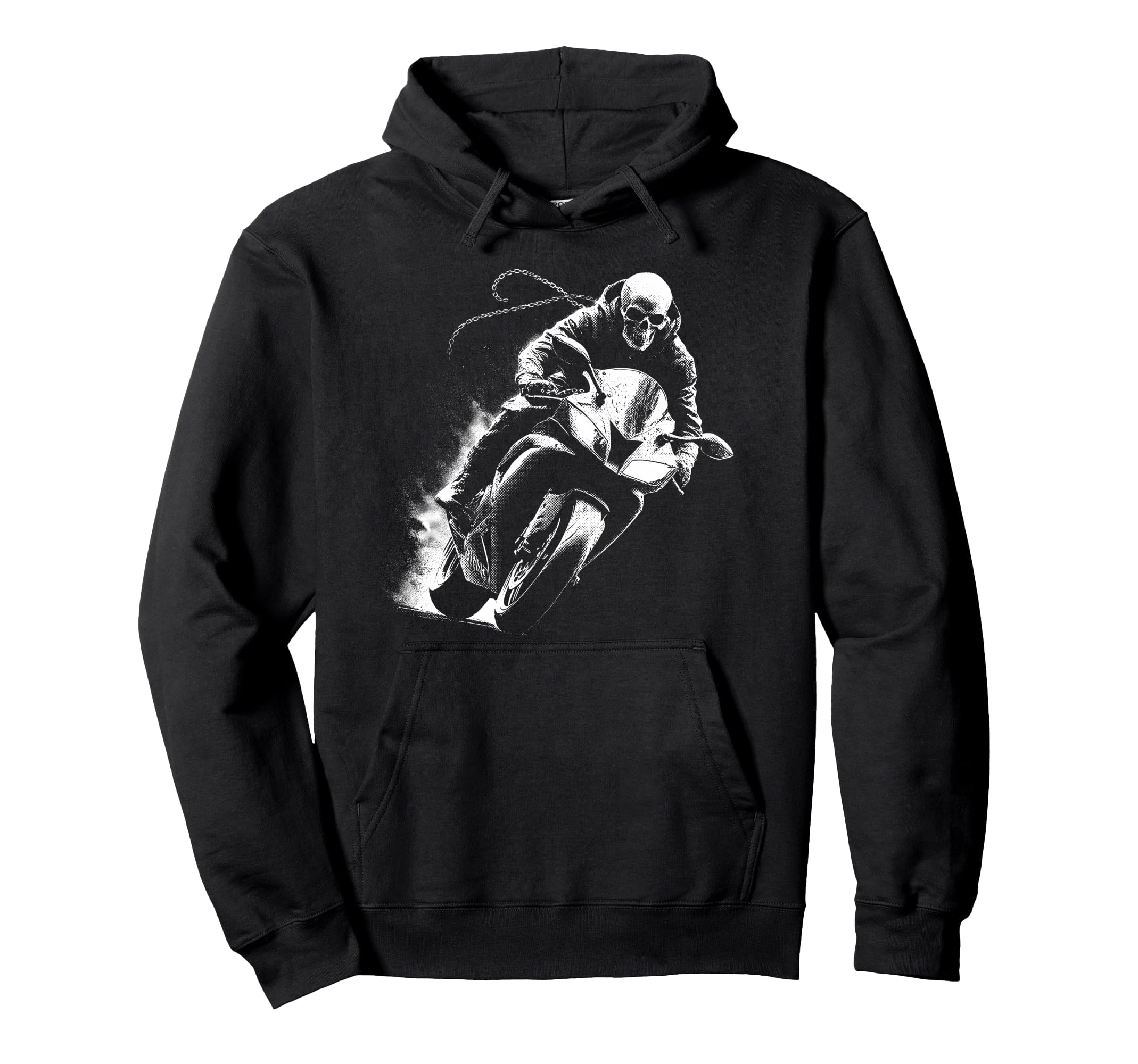 Skeleton Riding Motorcycle Y2K Wash Hoodie - Graphic Print Unisex - T-Shirt, Sweatshirt, Hoodie