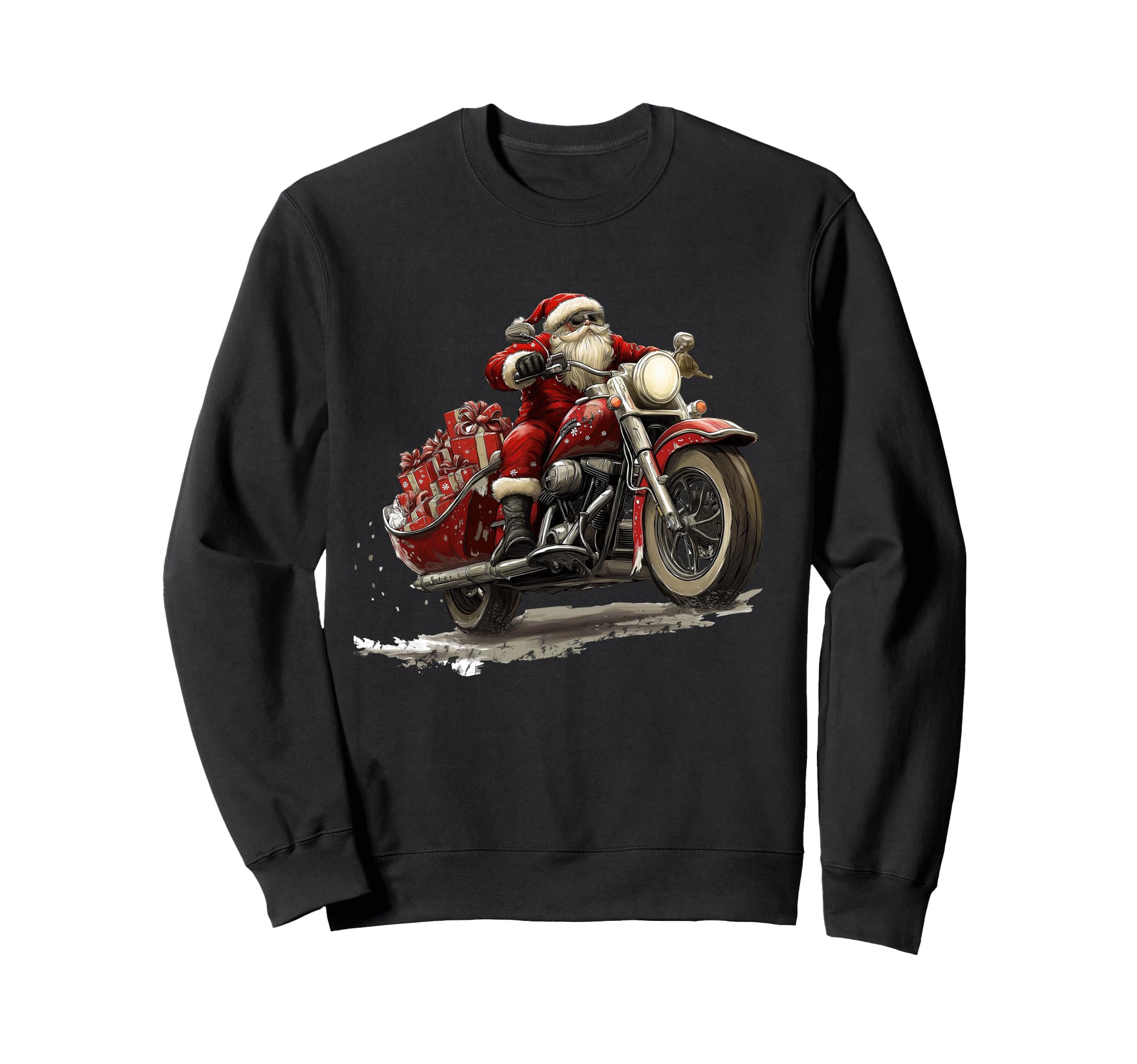 Funny Santa Riding Motorcycle Bike Sweatshirt - Trendy Graphic Unisex - T-Shirt, Sweatshirt, Hoodie
