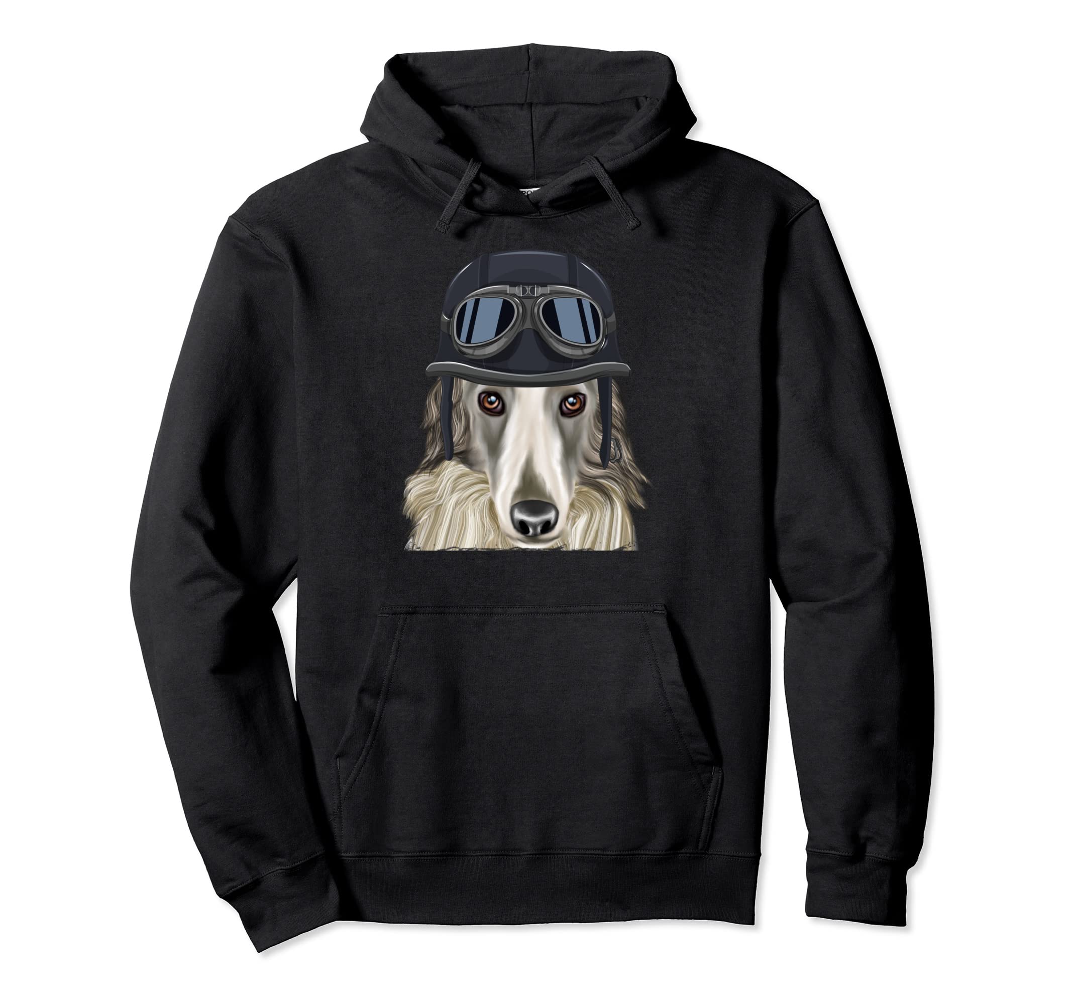 Funny Motorcycle Helmet Borzoi Hoodie - Aesthetic Graphic Unisex - T-Shirt, Sweatshirt, Hoodie