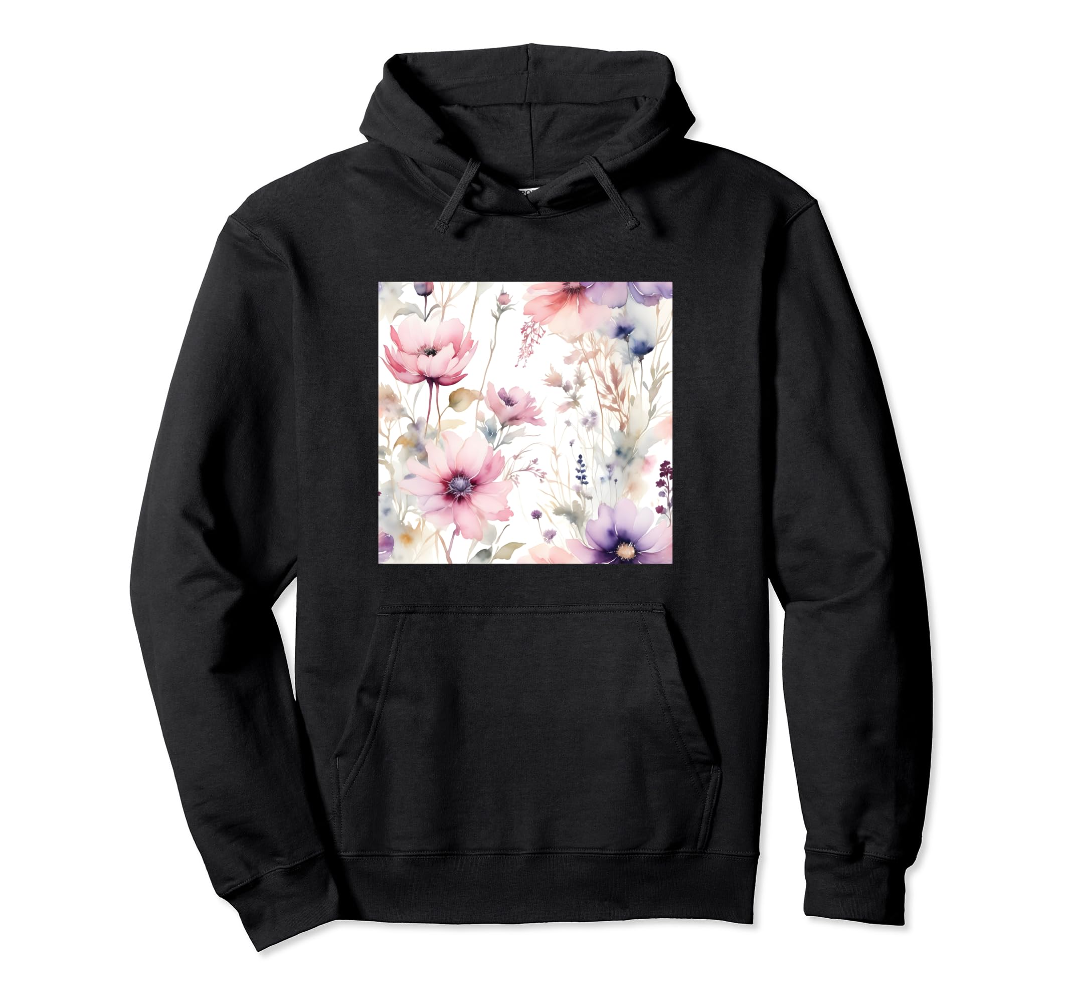 Watercolor Flowers Pattern Hoodie - Trendy Graphic Unisex - T-Shirt, Sweatshirt, Hoodie