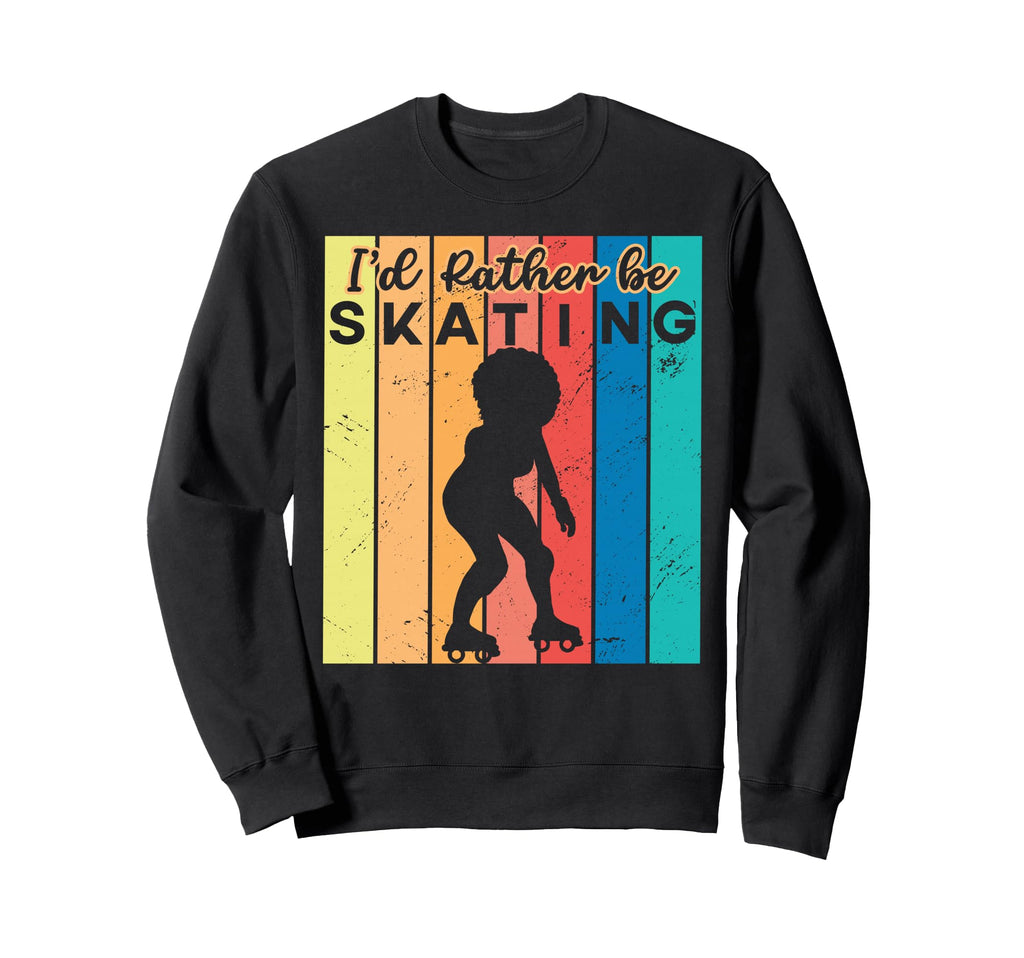 Roller Skating Skate 1970S Black Afro Id Sweatshirt - Unique Graphic Unisex - T-Shirt, Sweatshirt, Hoodie
