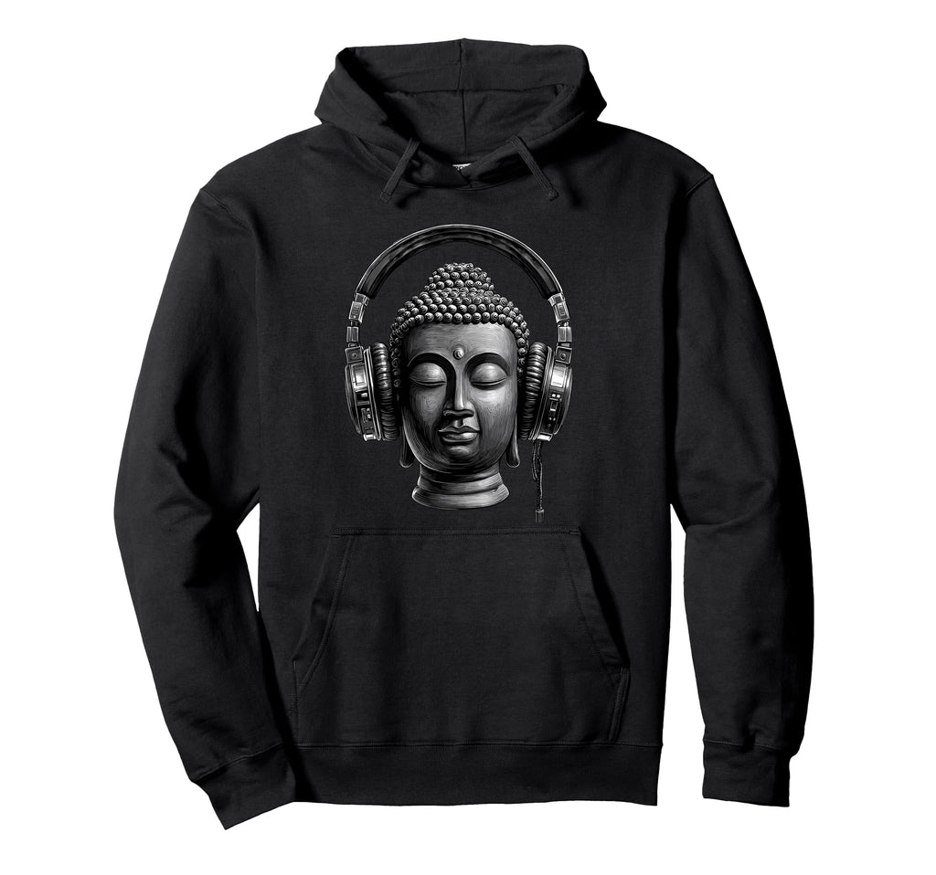 Buddha Headphones Mindfulness Music Boho Zen Hoodie - Graphic Print Unisex - T-Shirt, Sweatshirt, Hoodie