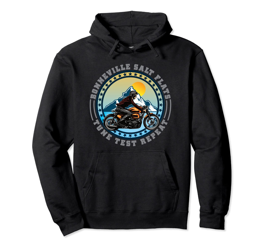 Bonneville Salt Flats Motorcycle Rider Hoodie - Custom Art Print Men Women - T-Shirt, Sweatshirt, Hoodie
