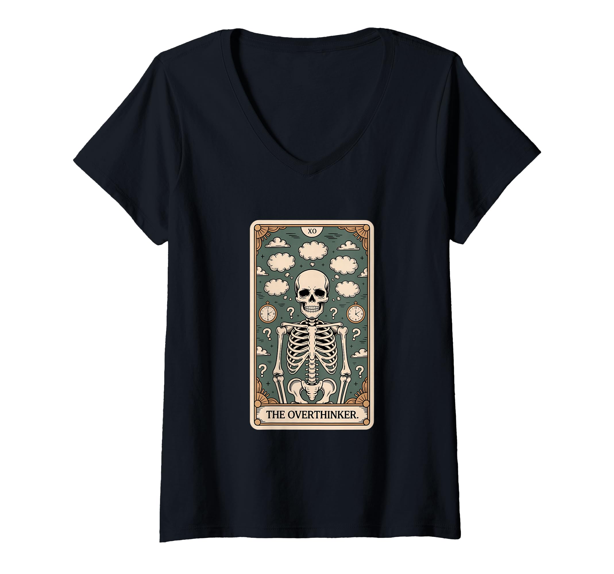 Womens Overthinker Tarot Skeleton T-Shirt - Aesthetic Graphic Unisex - T-Shirt, Sweatshirt, Hoodie