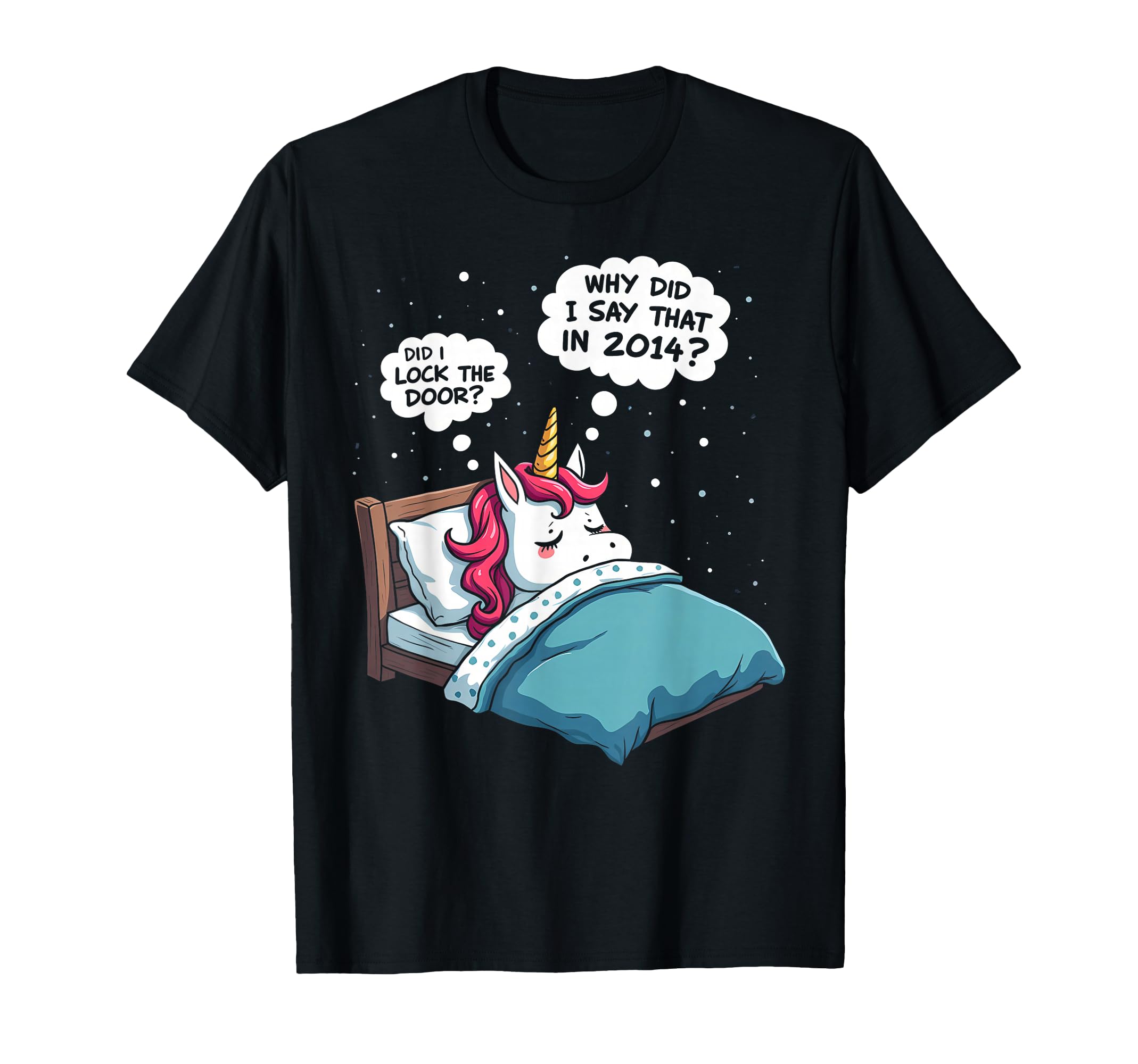 Funny Overthinker Unicorn Midnight T-Shirt - Trendy Graphic Unisex - T-Shirt, Sweatshirt, Hoodie