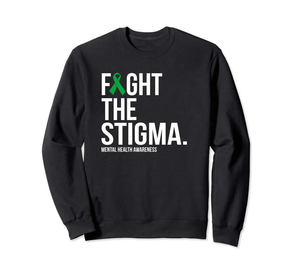 Fight Stigma Green Ribbon Mental Sweatshirt - Minimalist Print Men Women - T-Shirt, Sweatshirt, Hoodie