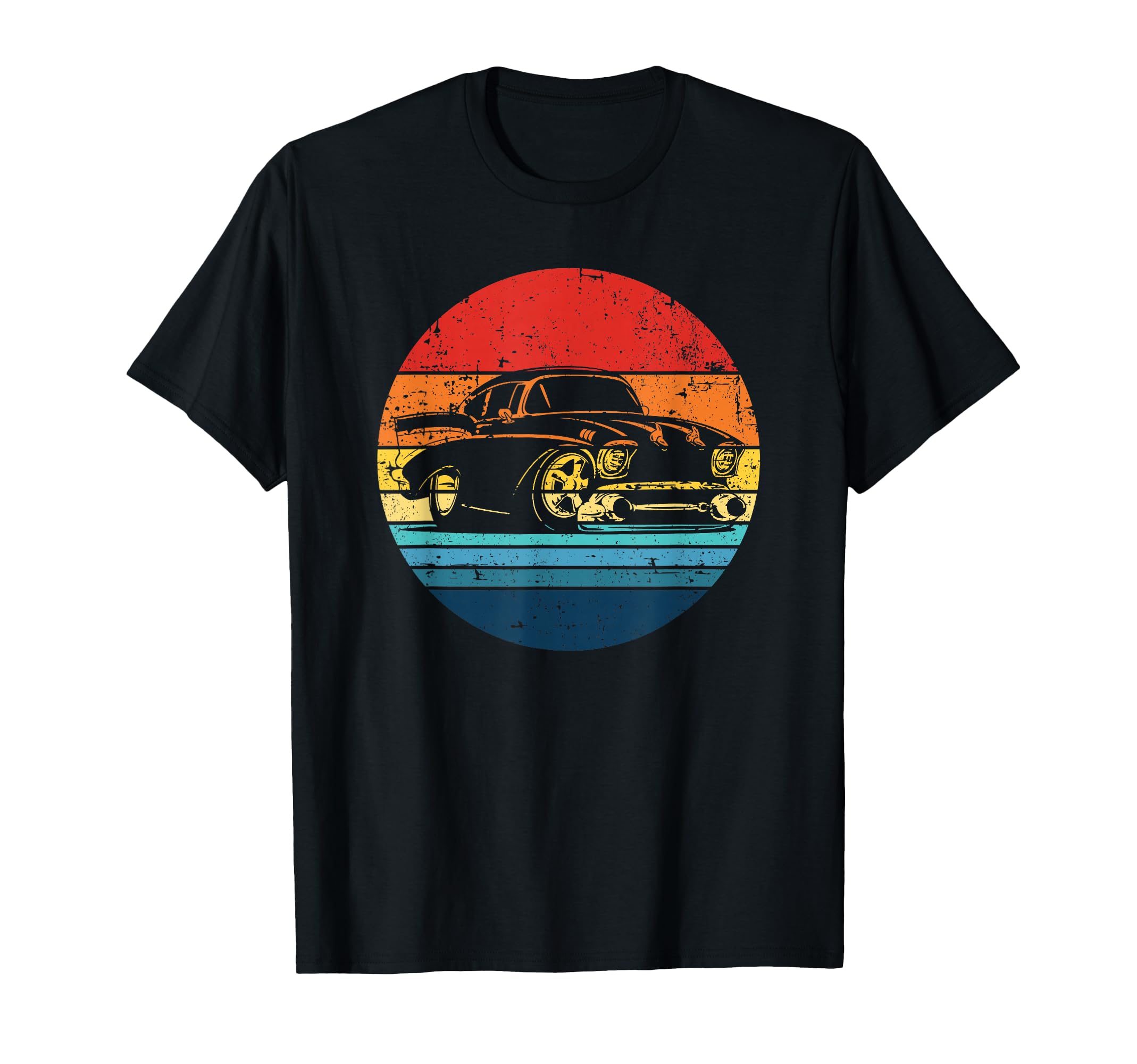 Muscle Car Hotrod Distressed Sunset T-Shirt - Minimalist Print Men Women - T-Shirt, Sweatshirt, Hoodie