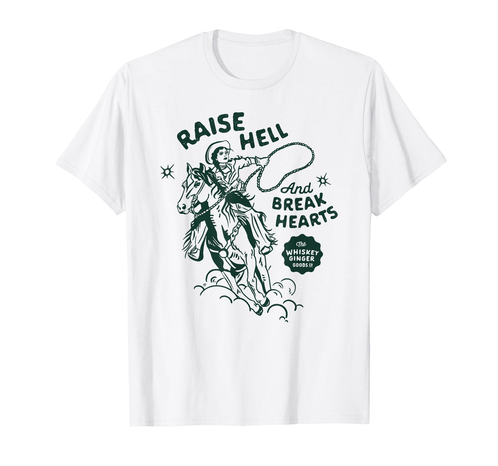 Raise Hell Break Hearts Western Rodeo T-Shirt - Trendy Graphic for Adults - T-Shirt, Sweatshirt, Hoodie