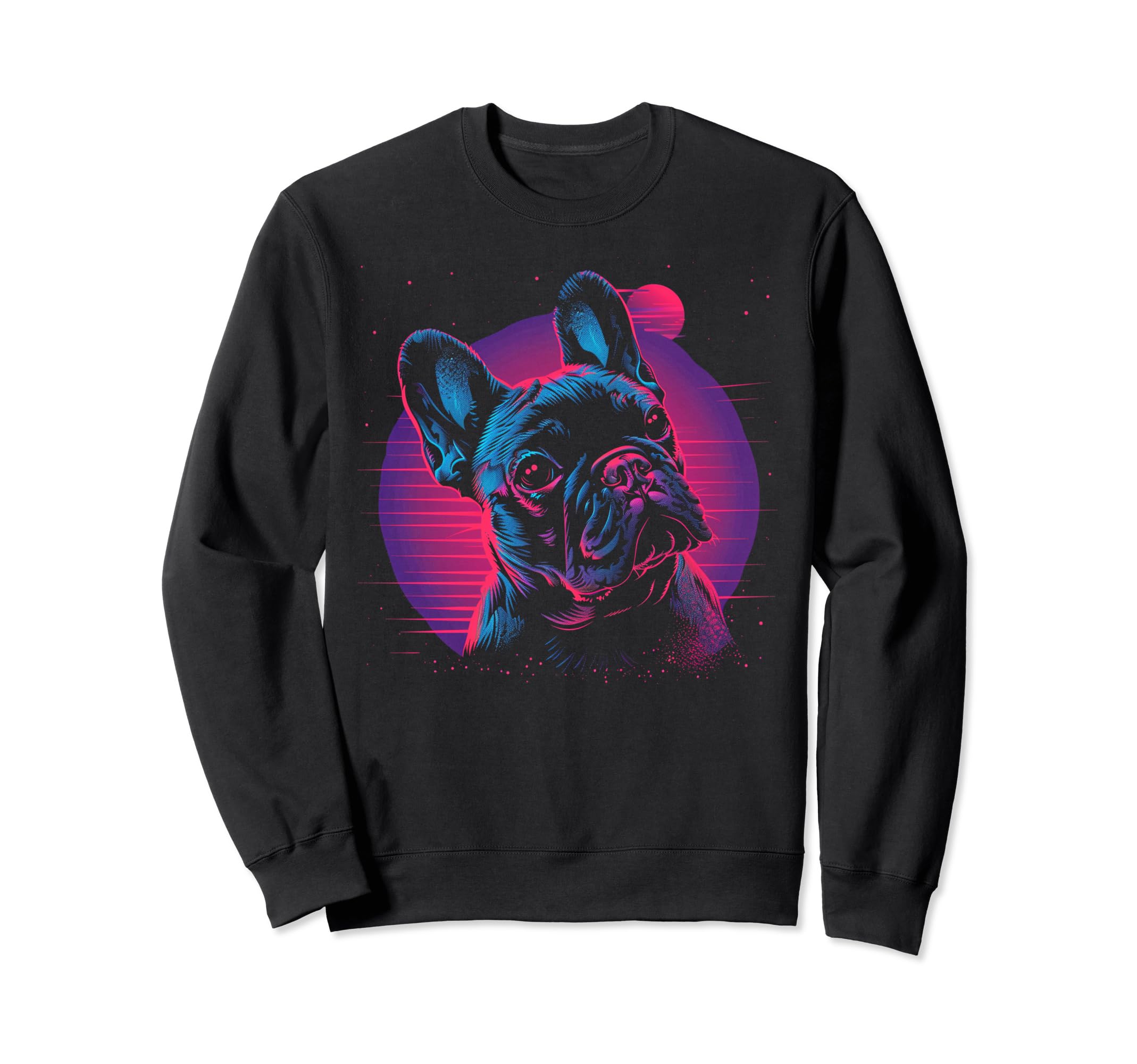 French Bulldog Dog Vaporwave Sweatshirt - Minimalist Print for Adults - T-Shirt, Sweatshirt, Hoodie
