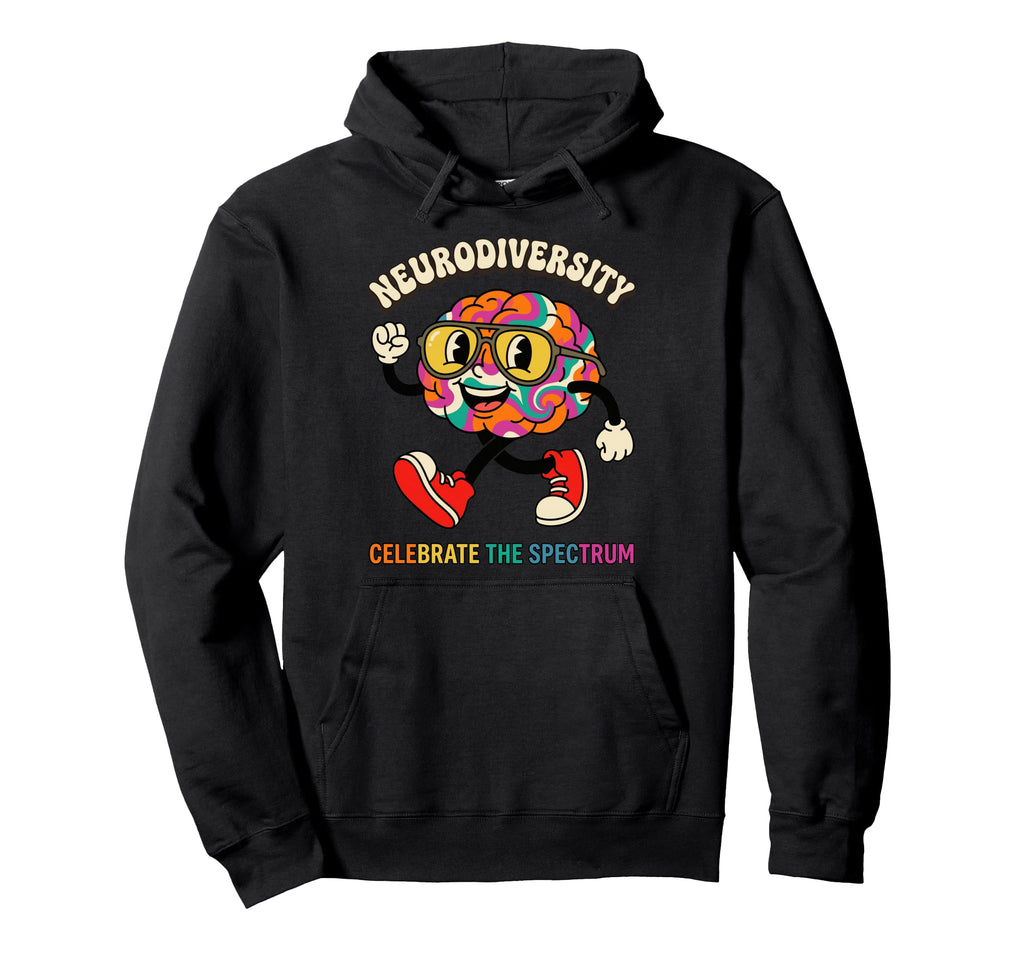 Neurodiversity Celebrate Spectrum Brain Hoodie - Graphic Print for Adults - T-Shirt, Sweatshirt, Hoodie