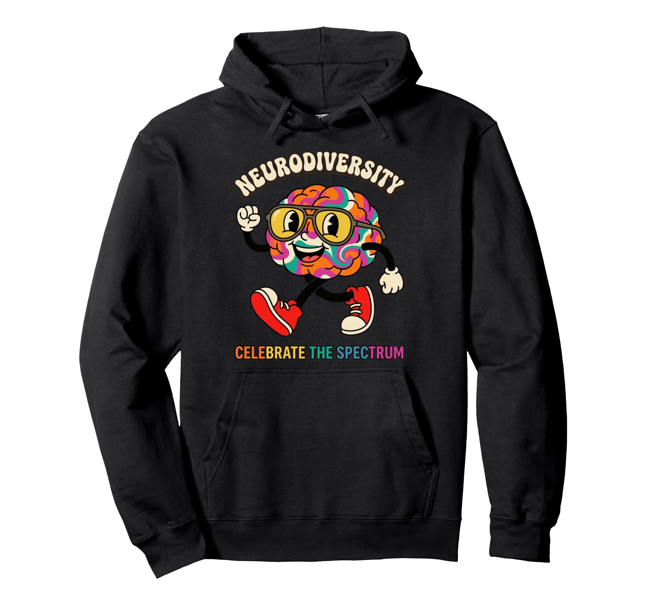 Neurodiversity Celebrate Spectrum Brain Hoodie - Graphic Print for Adults - T-Shirt, Sweatshirt, Hoodie