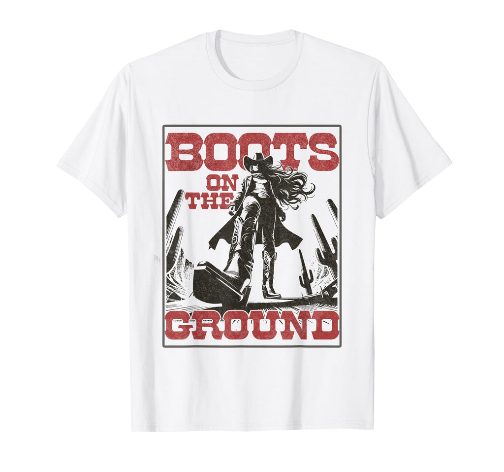 Cowgirl Boots Ground Western T-Shirt - Minimalist Print Unisex - T-Shirt, Sweatshirt, Hoodie