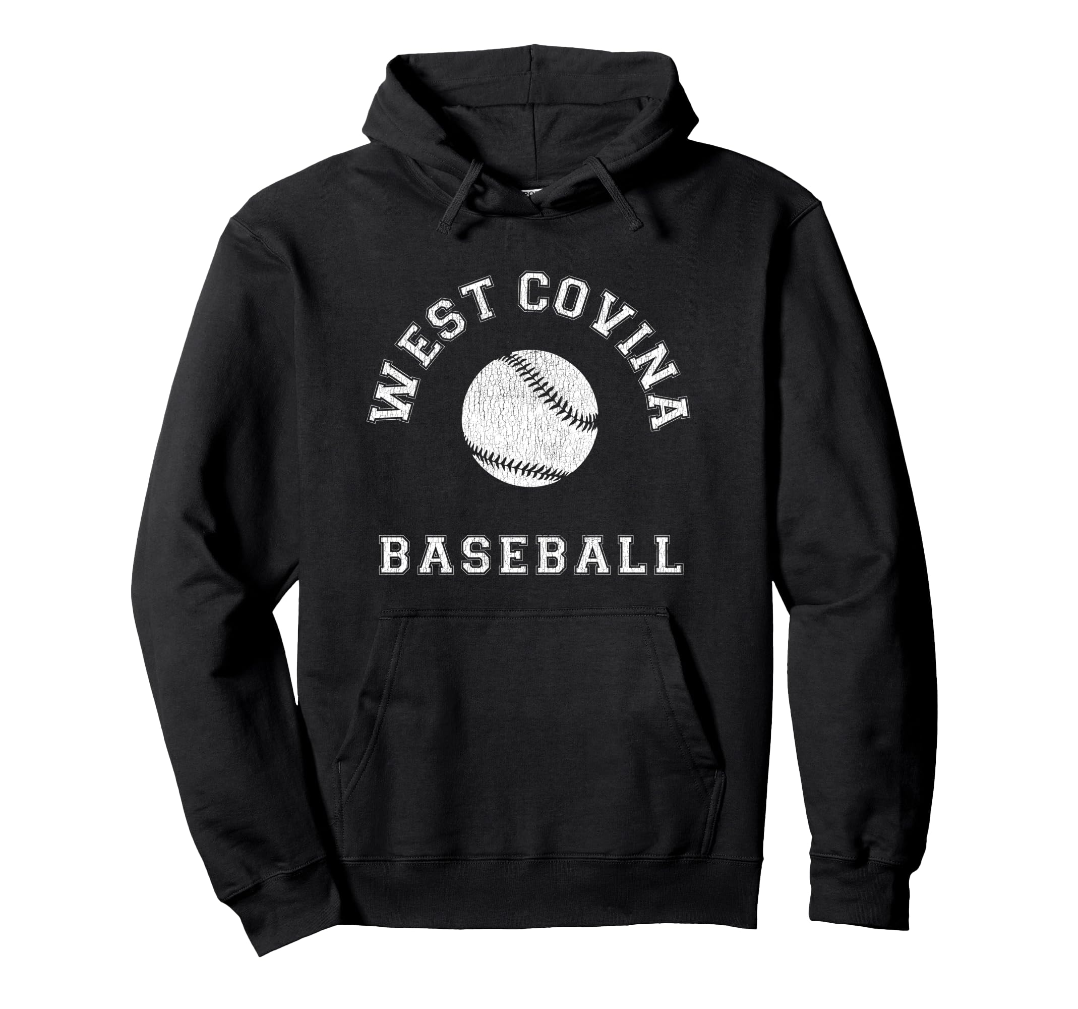 West Covina Baseball Distressed Hoodie - Graphic Print for Adults - T-Shirt, Sweatshirt, Hoodie