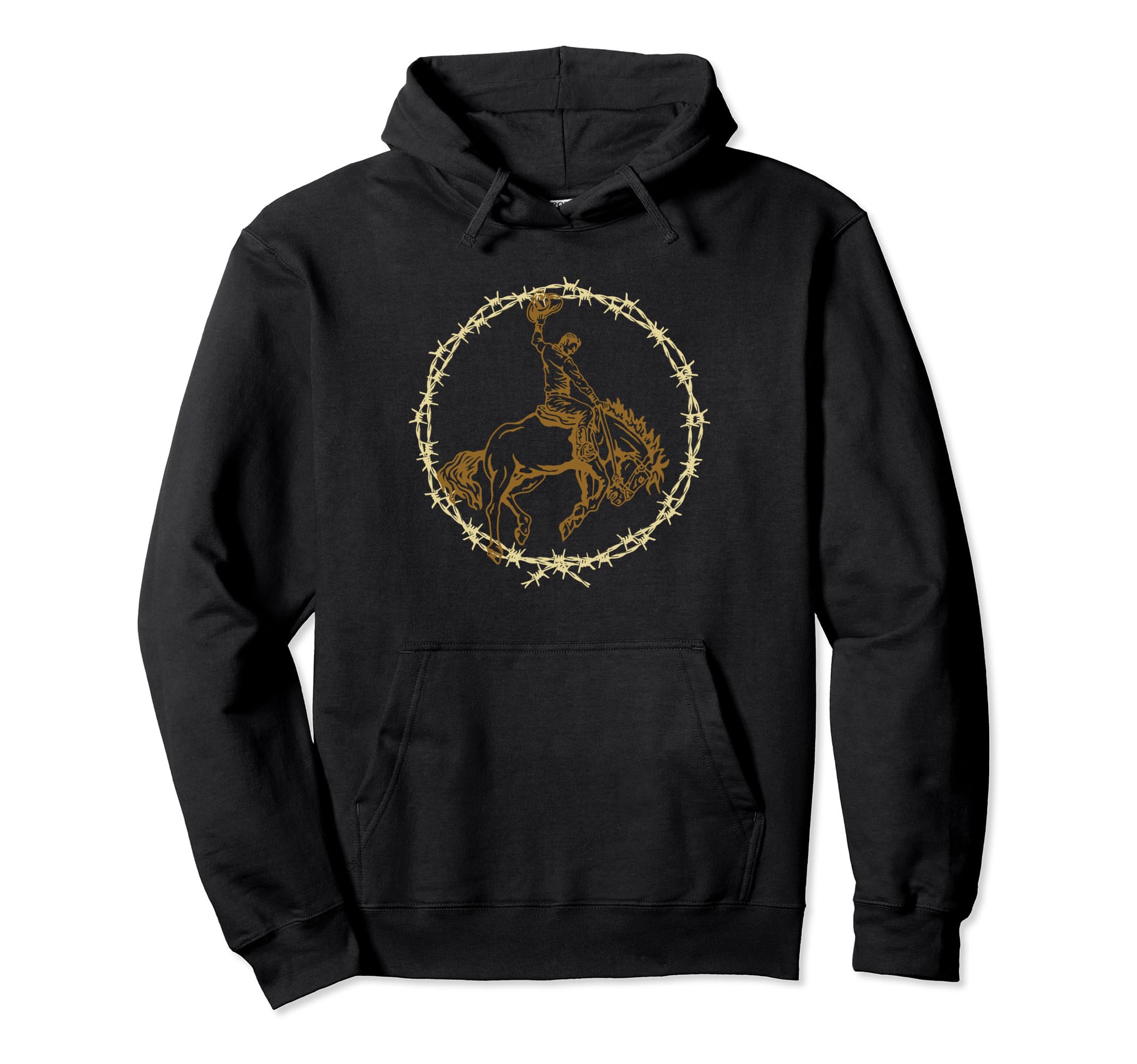 Western Barbed Wire Bronc Cowboy Hoodie - Streetwear Style Unisex - T-Shirt, Sweatshirt, Hoodie