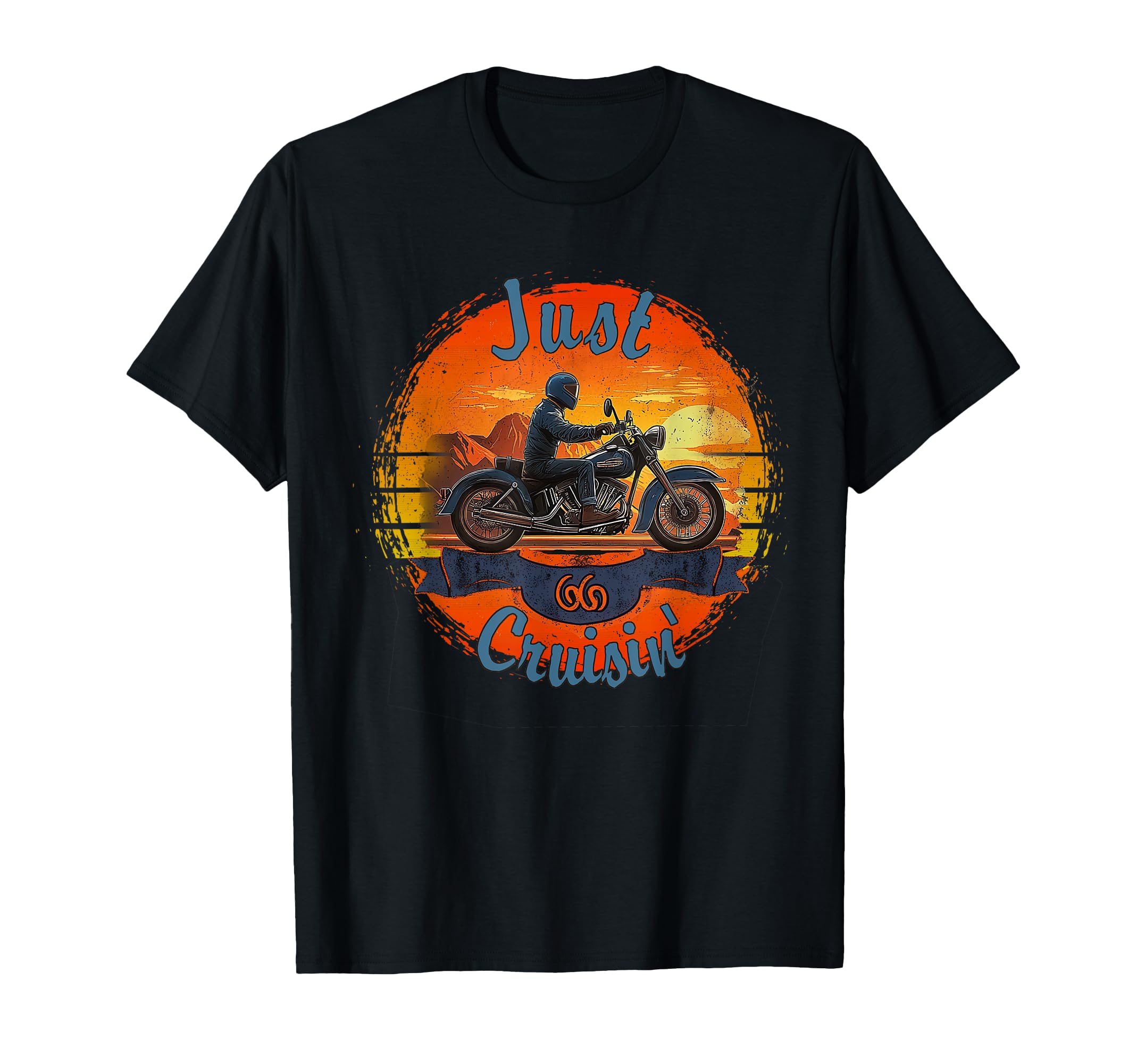 Just Cruisin Motorcycle Trip Sunset T-Shirt - Aesthetic Graphic Unisex - T-Shirt, Sweatshirt, Hoodie