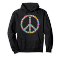 Peace Sign Flowers Pastel Hippie 60S Hoodie - Aesthetic Graphic for Adults - T-Shirt, Sweatshirt, Hoodie