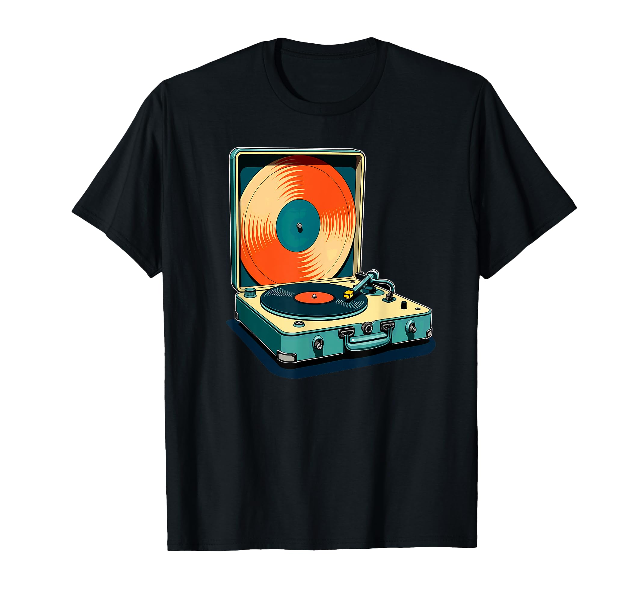 70S 80S Vinyl Record Player T-Shirt - Minimalist Print for Adults - T-Shirt, Sweatshirt, Hoodie