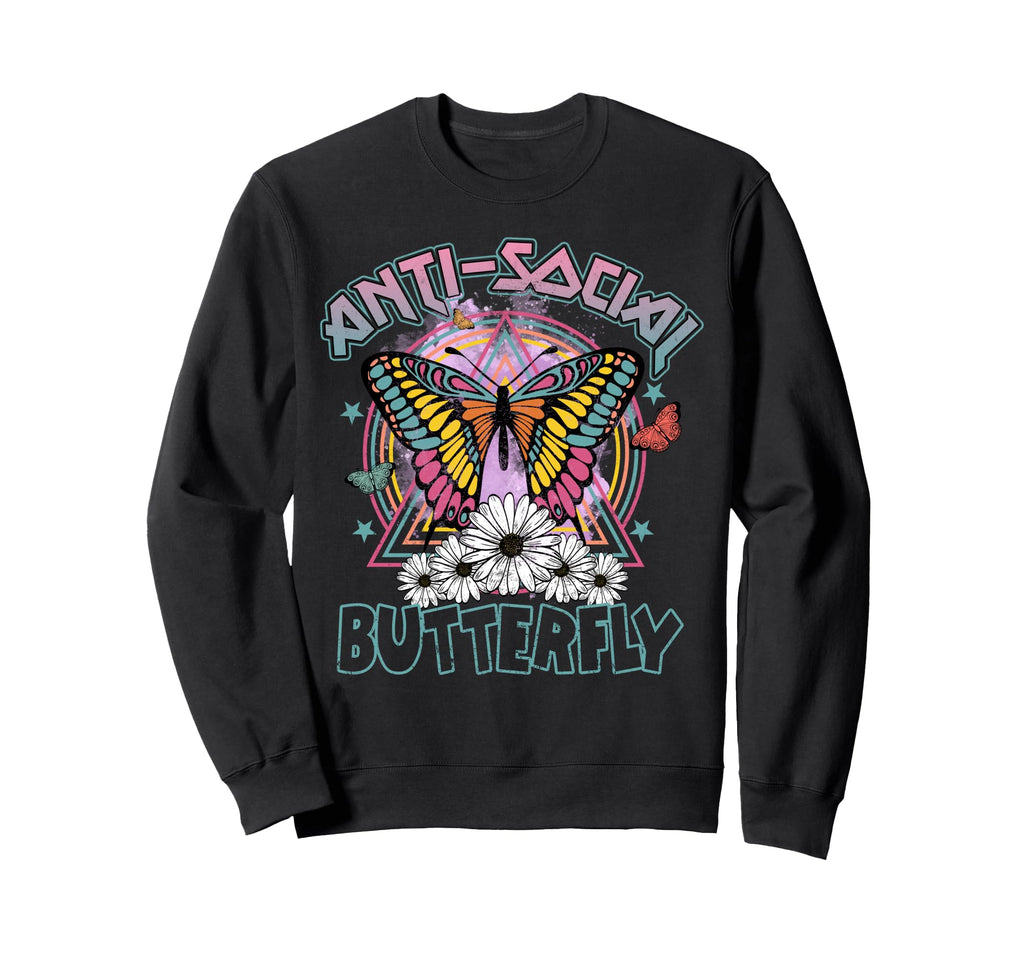 Funny Anti Social Butterfly Sweatshirt - Aesthetic Graphic Men Women - T-Shirt, Sweatshirt, Hoodie